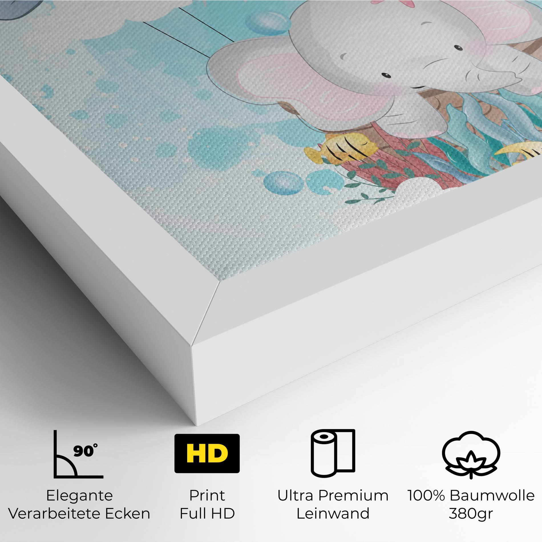 Leinwandbild Swiming Elephant mockup 4