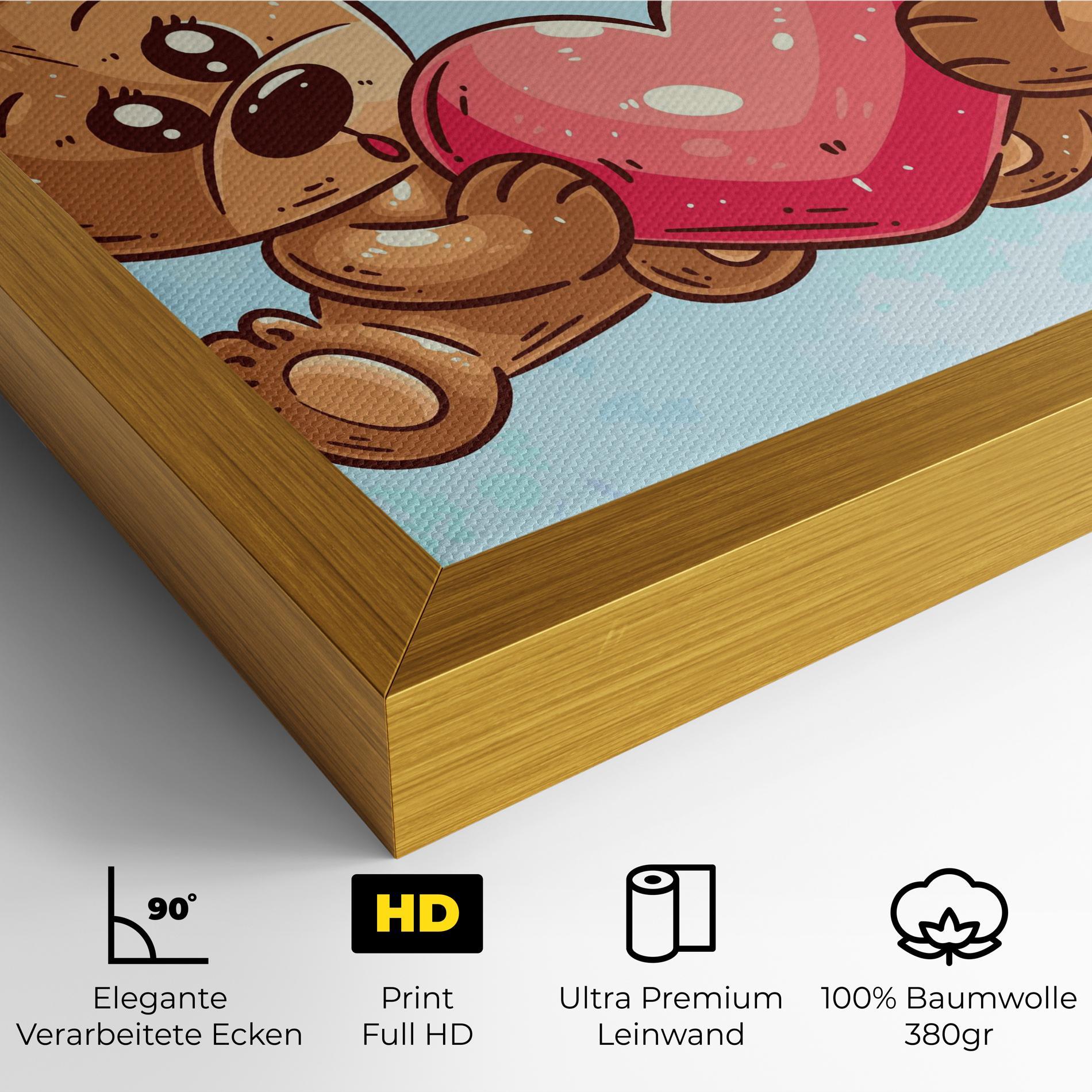 Leinwandbild Bear Holding Heart mockup 4