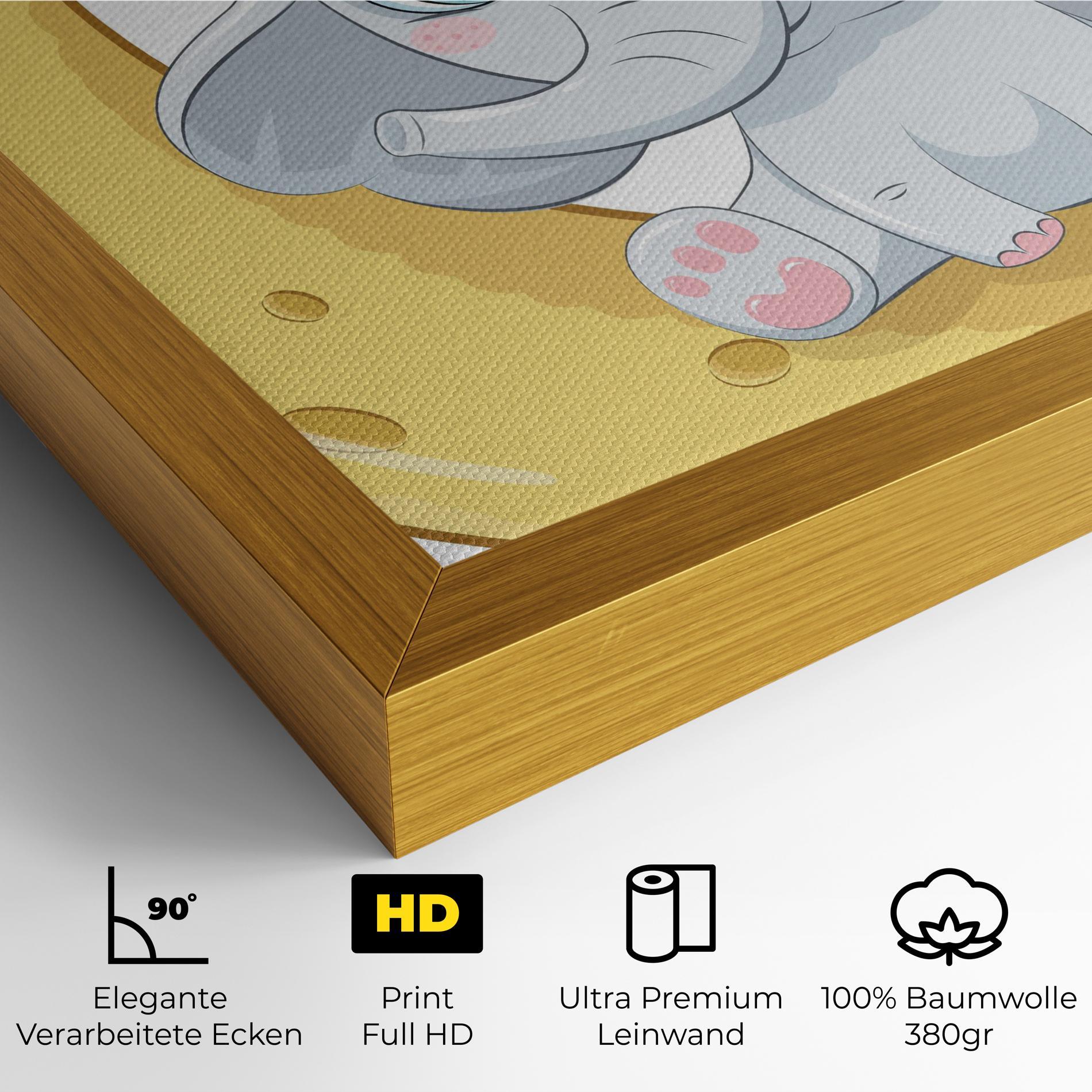 Leinwandbild Cute Elephant Moon mockup 4