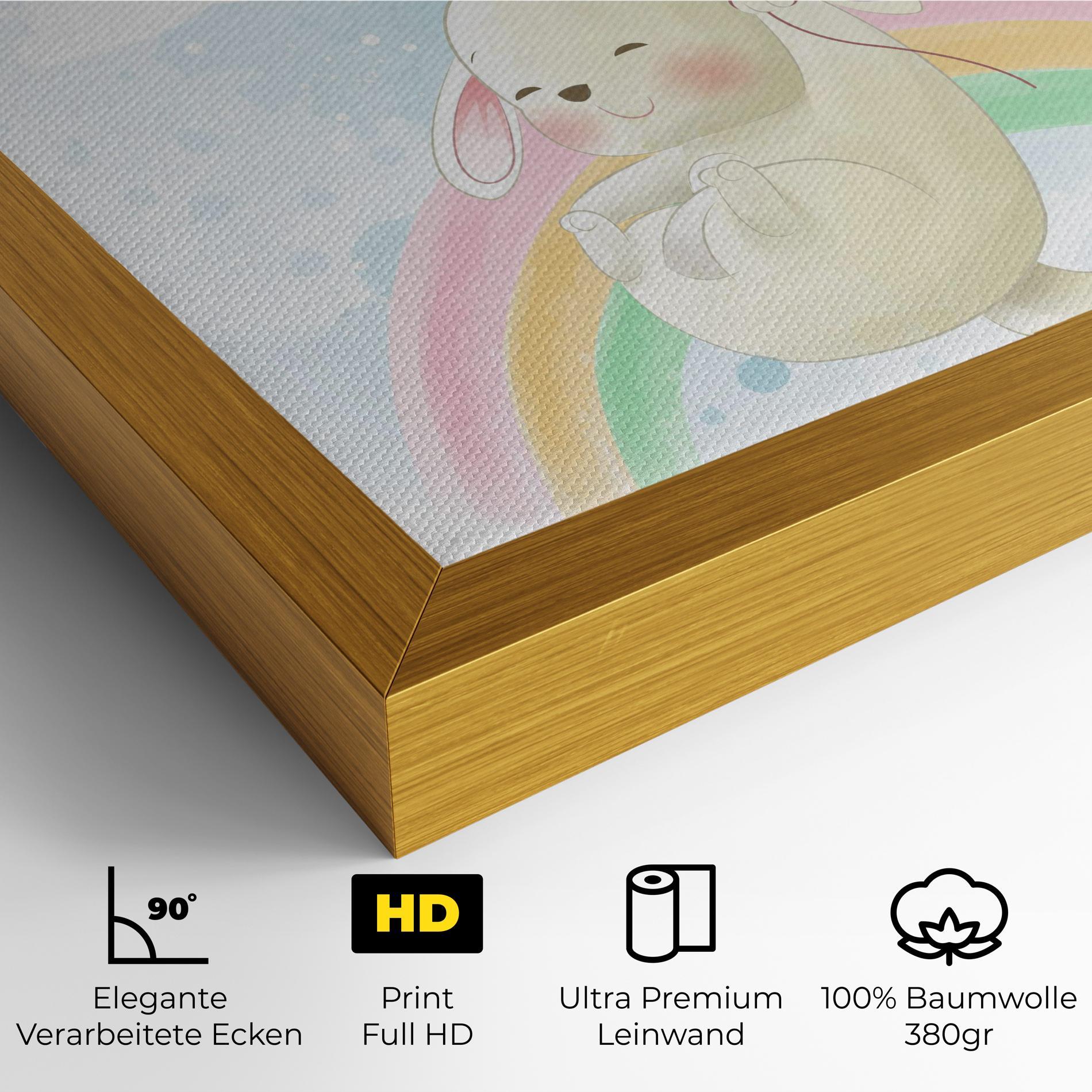 Leinwandbild Rainbow Bunny Art mockup 4
