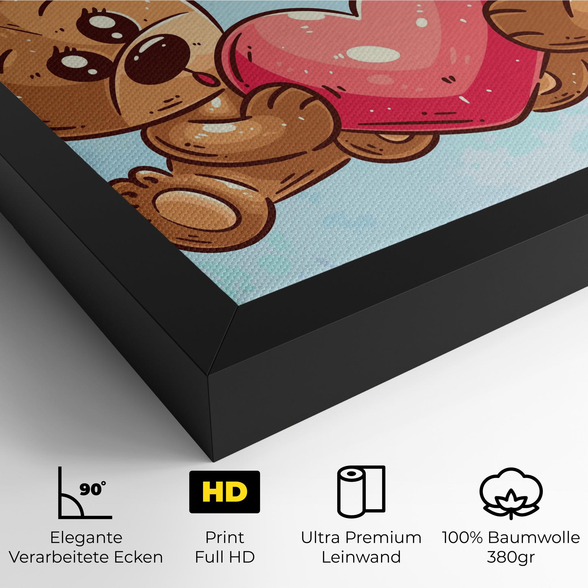 Leinwandbild Bear Holding Heart mockup 4