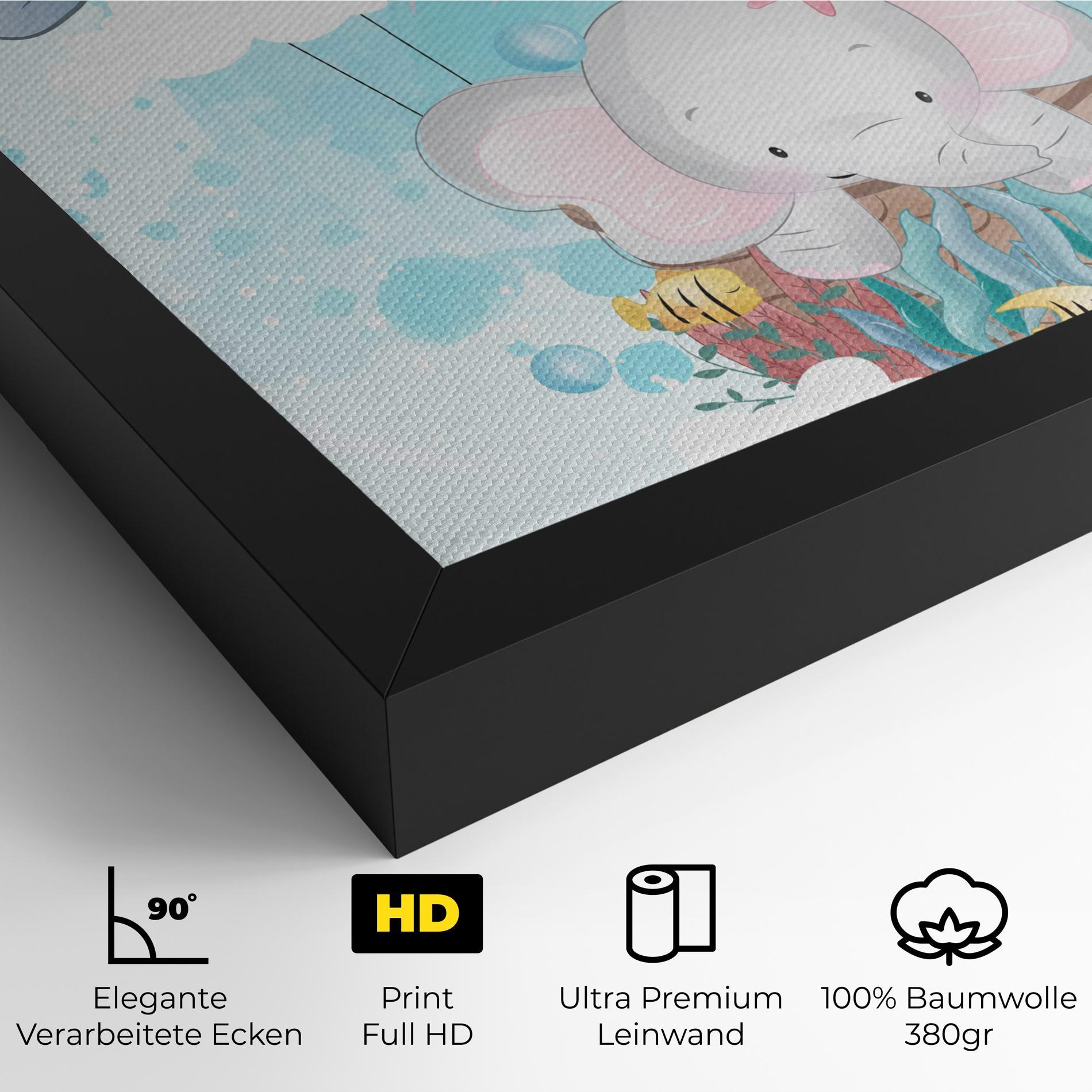 Leinwandbild Swiming Elephant mockup 4