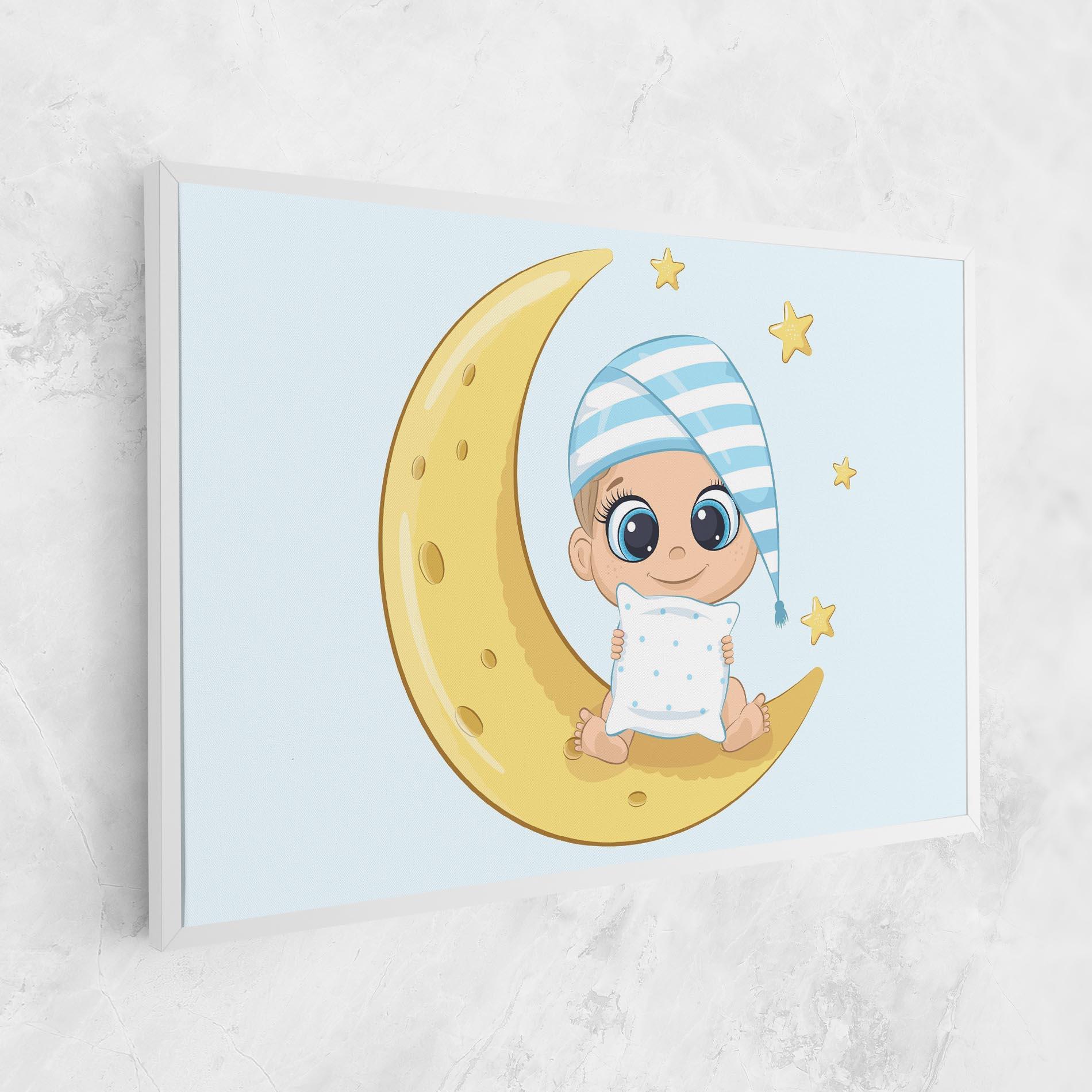 Leinwandbild Baby On Moon mockup 1