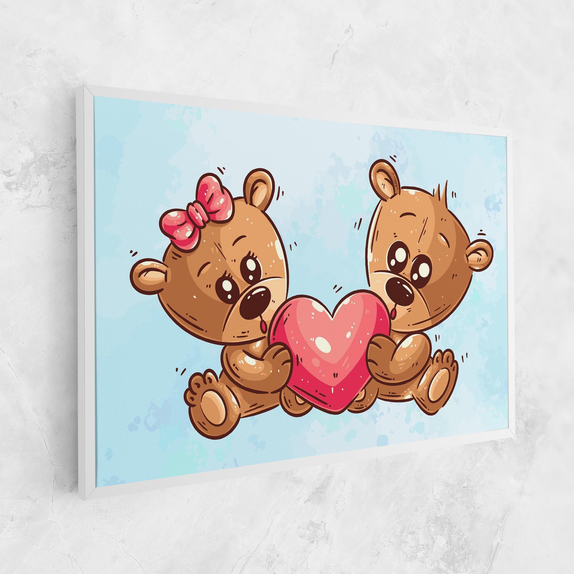 Leinwandbild Bear Holding Heart mockup 1