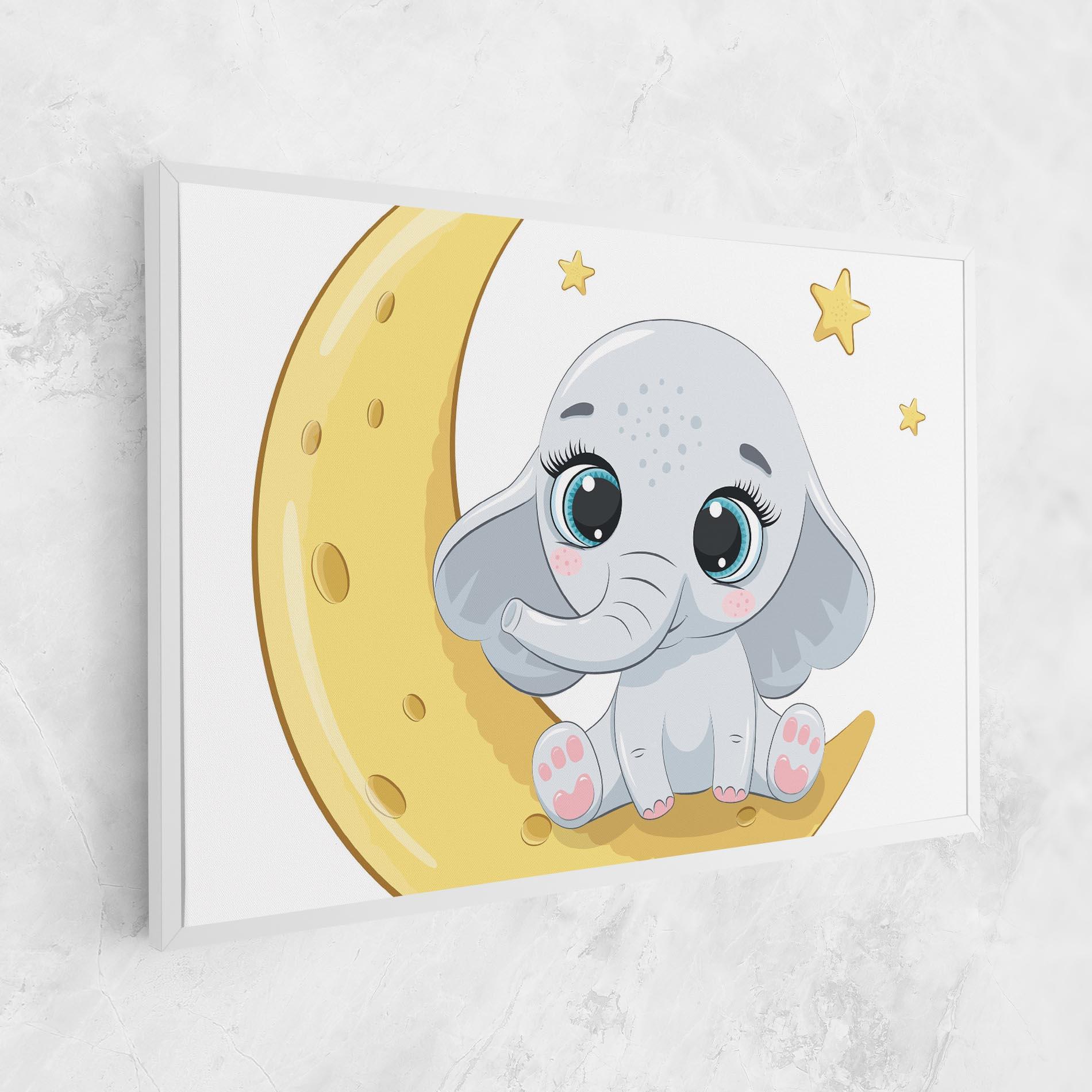 Leinwandbild Cute Elephant Moon mockup 1