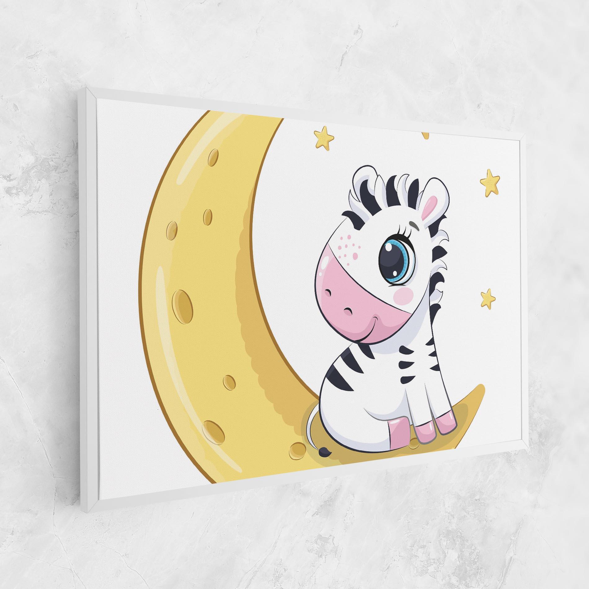 Leinwandbild Cute Zebra Moon mockup 1