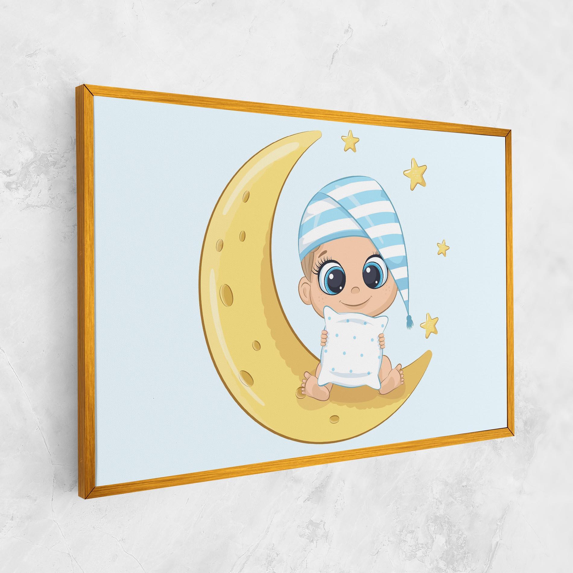 Leinwandbild Baby On Moon mockup 1