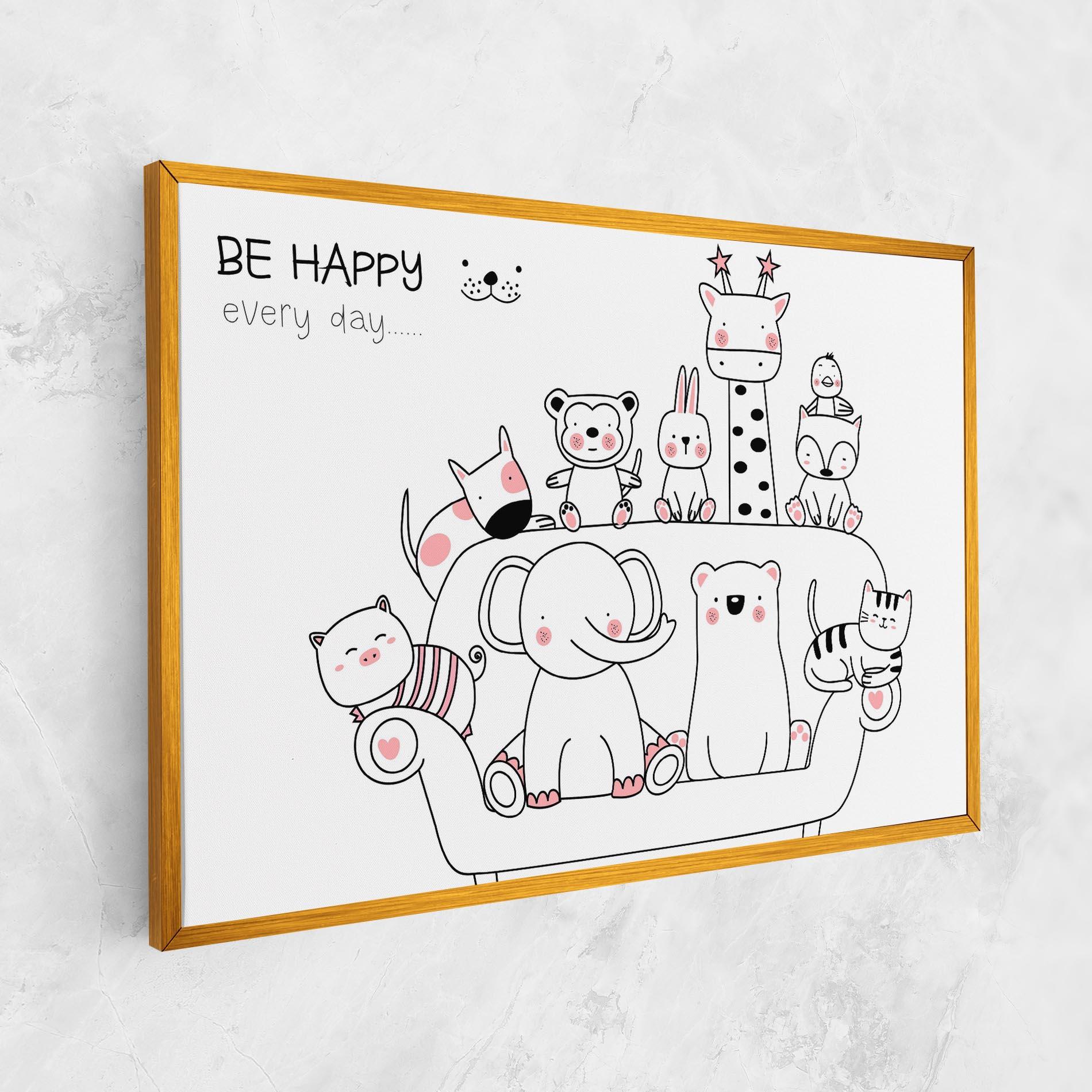 Leinwandbild Be Happy Animals mockup 1