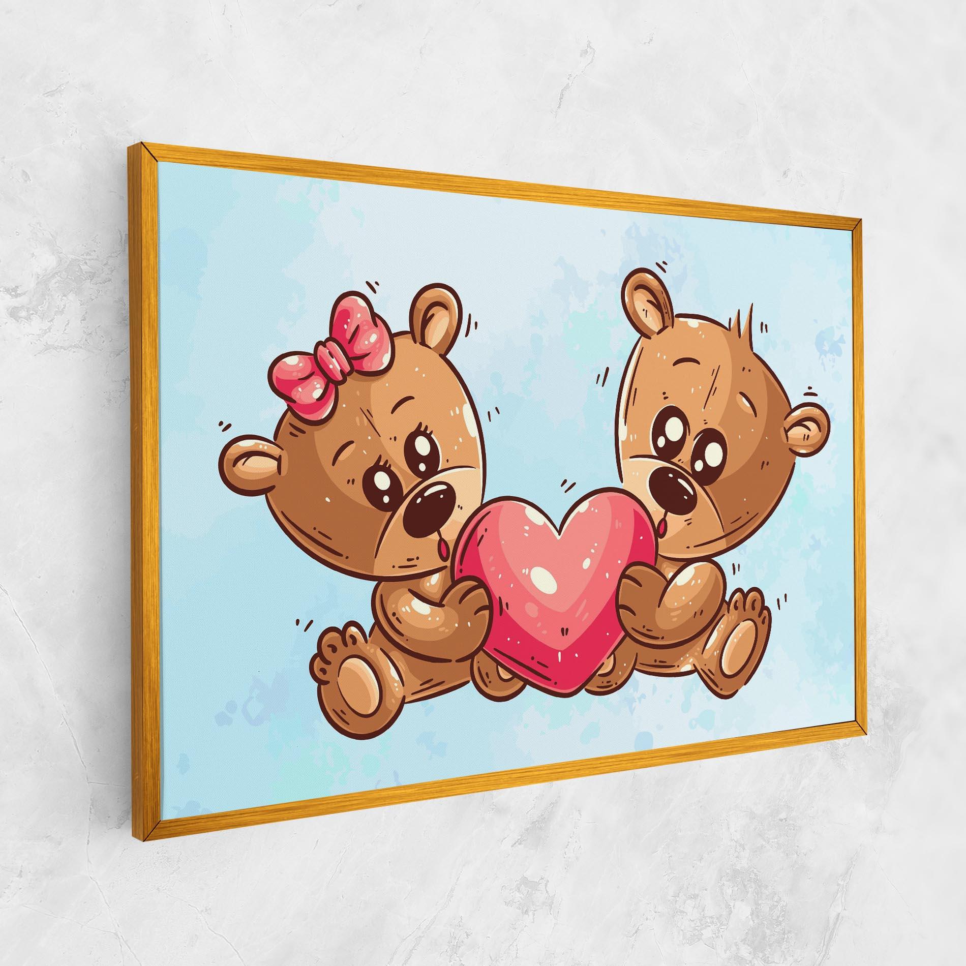 Leinwandbild Bear Holding Heart mockup 1