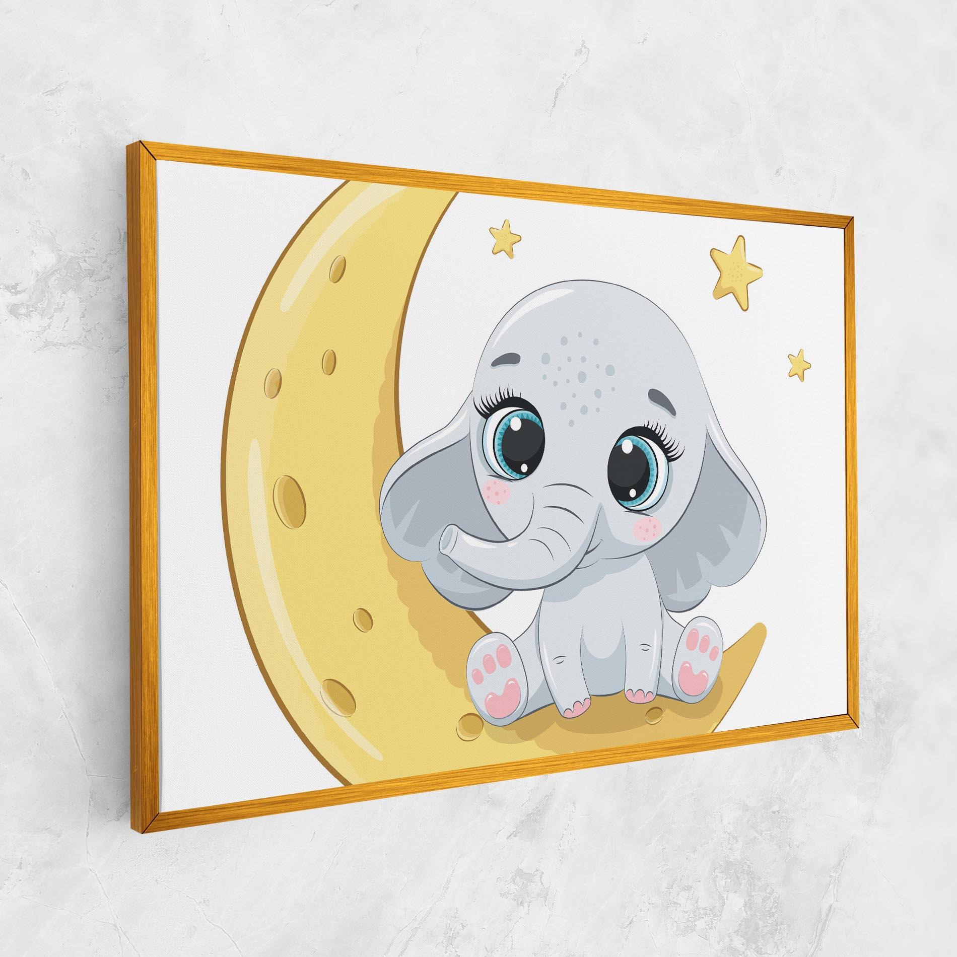 Leinwandbild Cute Elephant Moon mockup 1