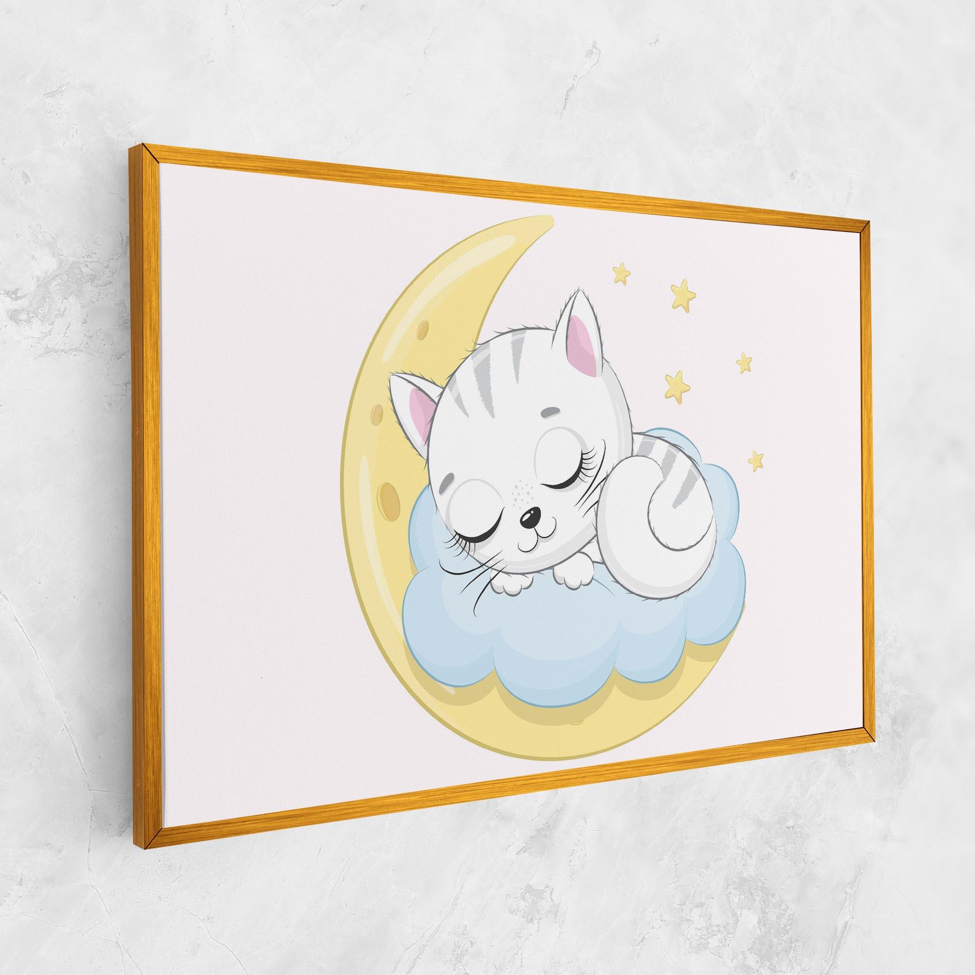 Leinwandbild Moon Cat Sleeping mockup 1