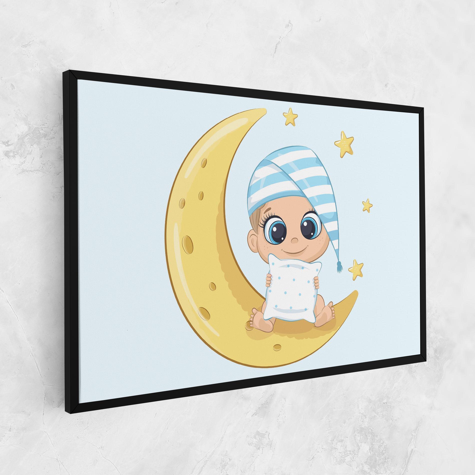 Leinwandbild Baby On Moon mockup 1