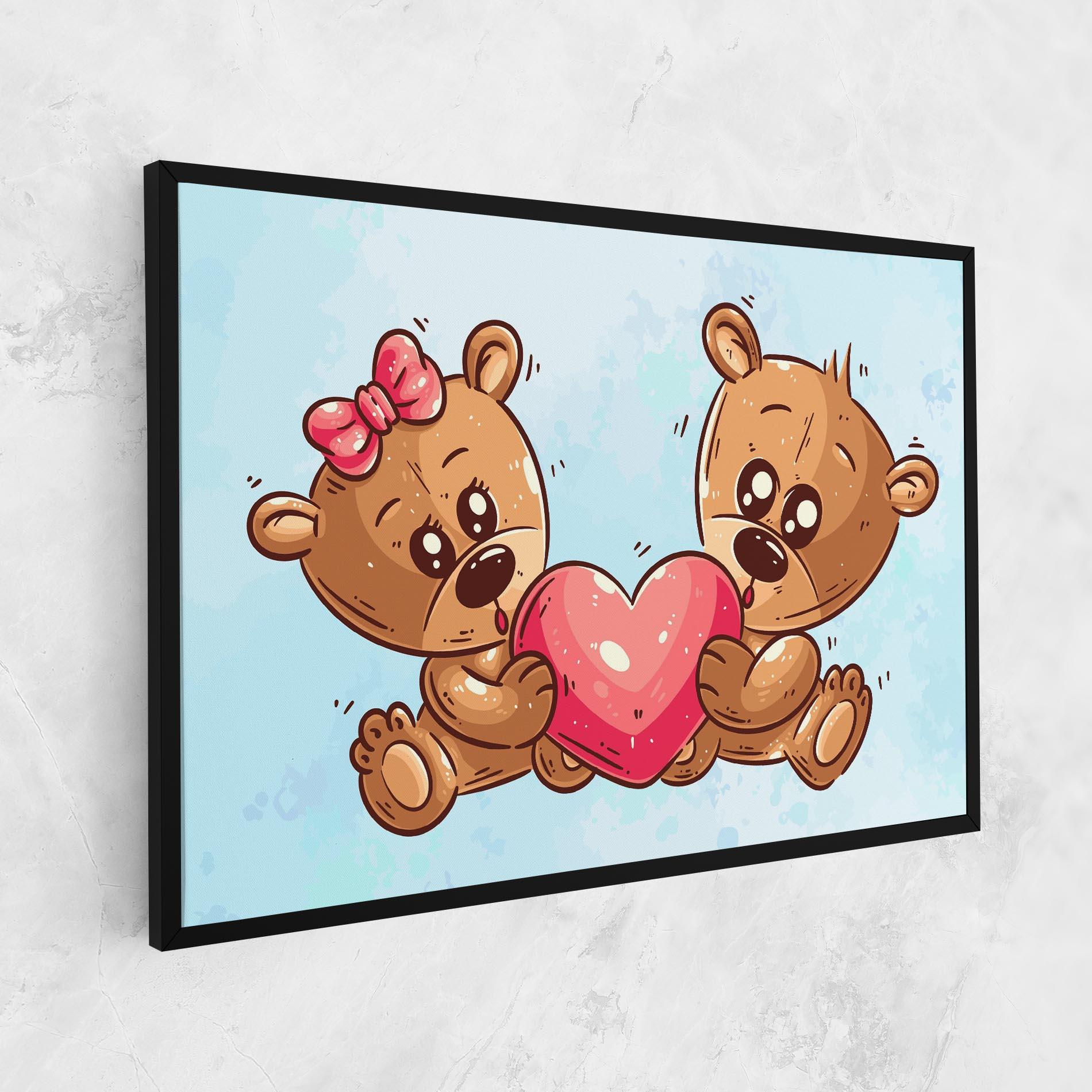 Leinwandbild Bear Holding Heart mockup 1