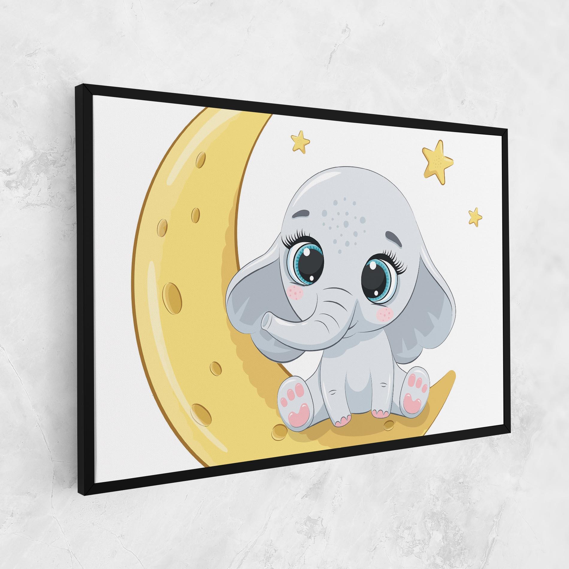 Leinwandbild Cute Elephant Moon mockup 1