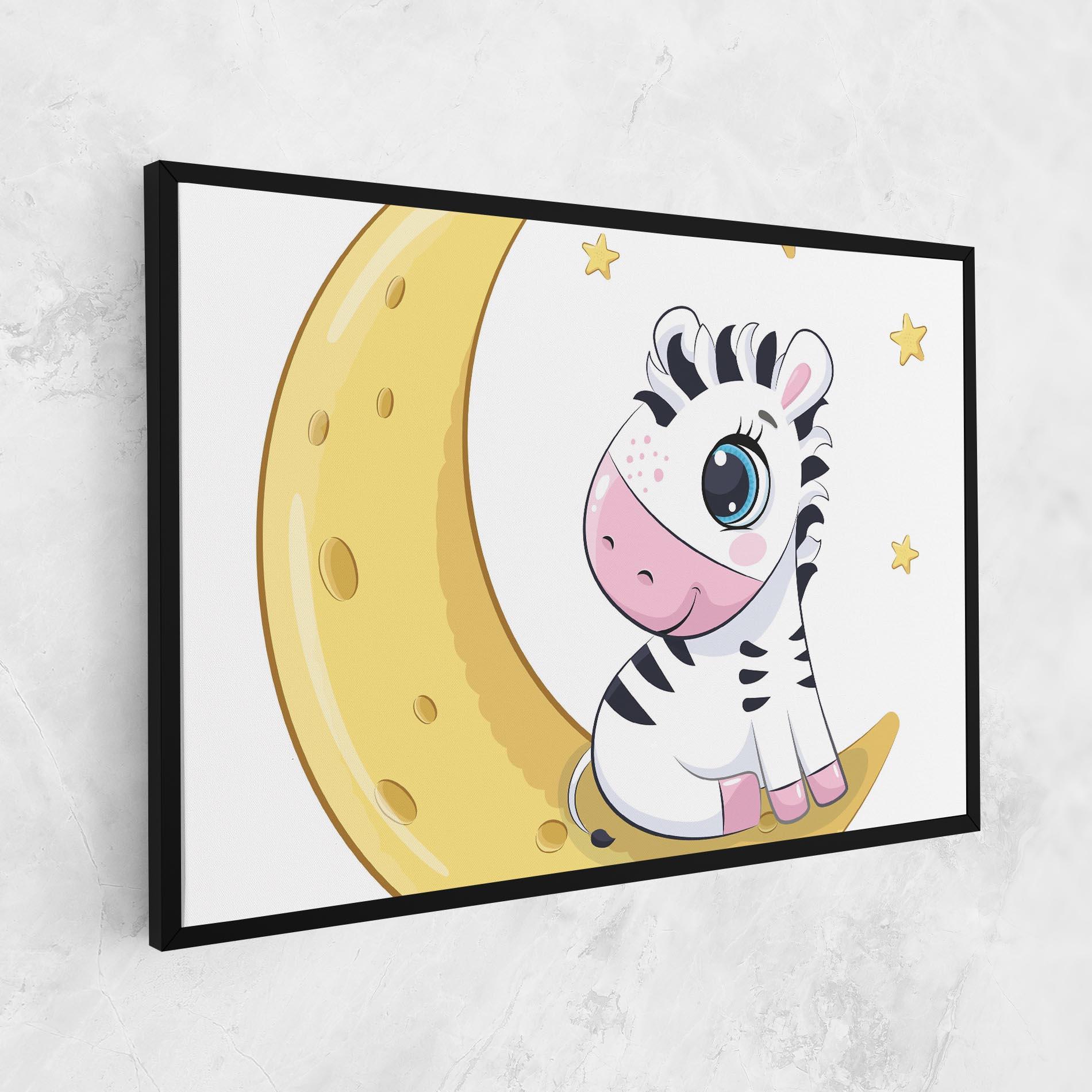 Leinwandbild Cute Zebra Moon mockup 1