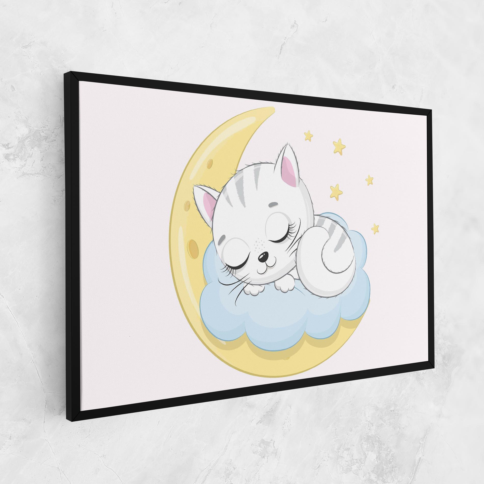 Leinwandbild Moon Cat Sleeping mockup 1
