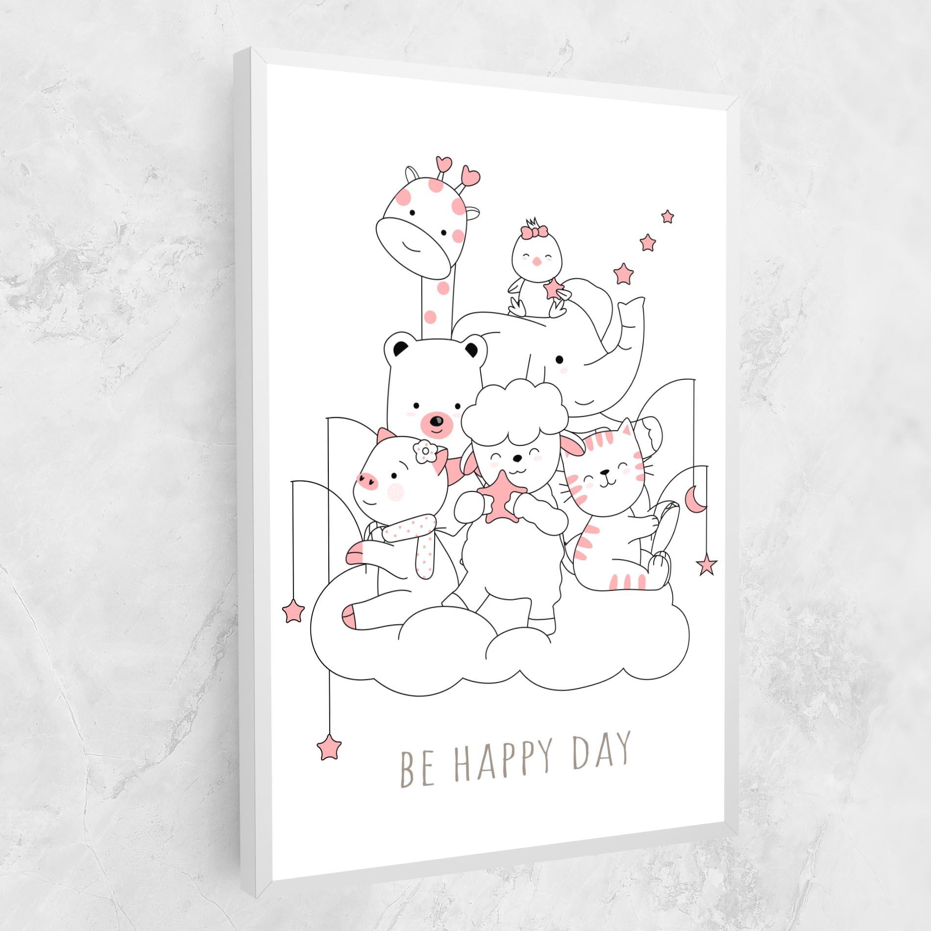 Leinwandbild Be Happy Day mockup 1