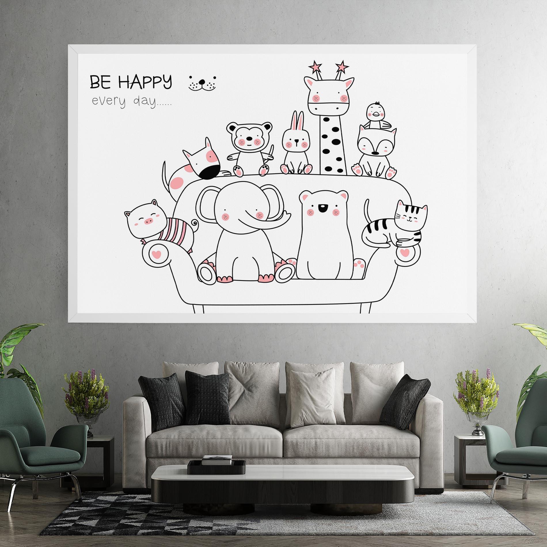Leinwandbild Be Happy Animals mockup 7