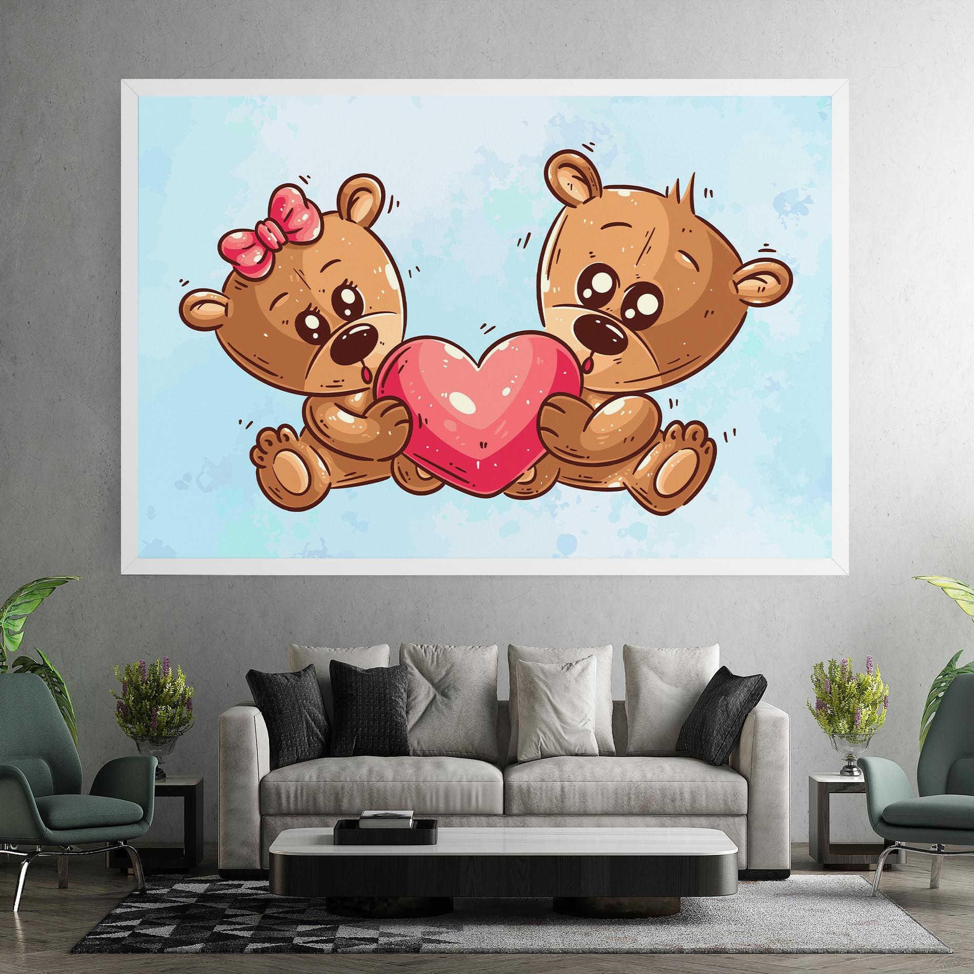 Leinwandbild Bear Holding Heart mockup 7