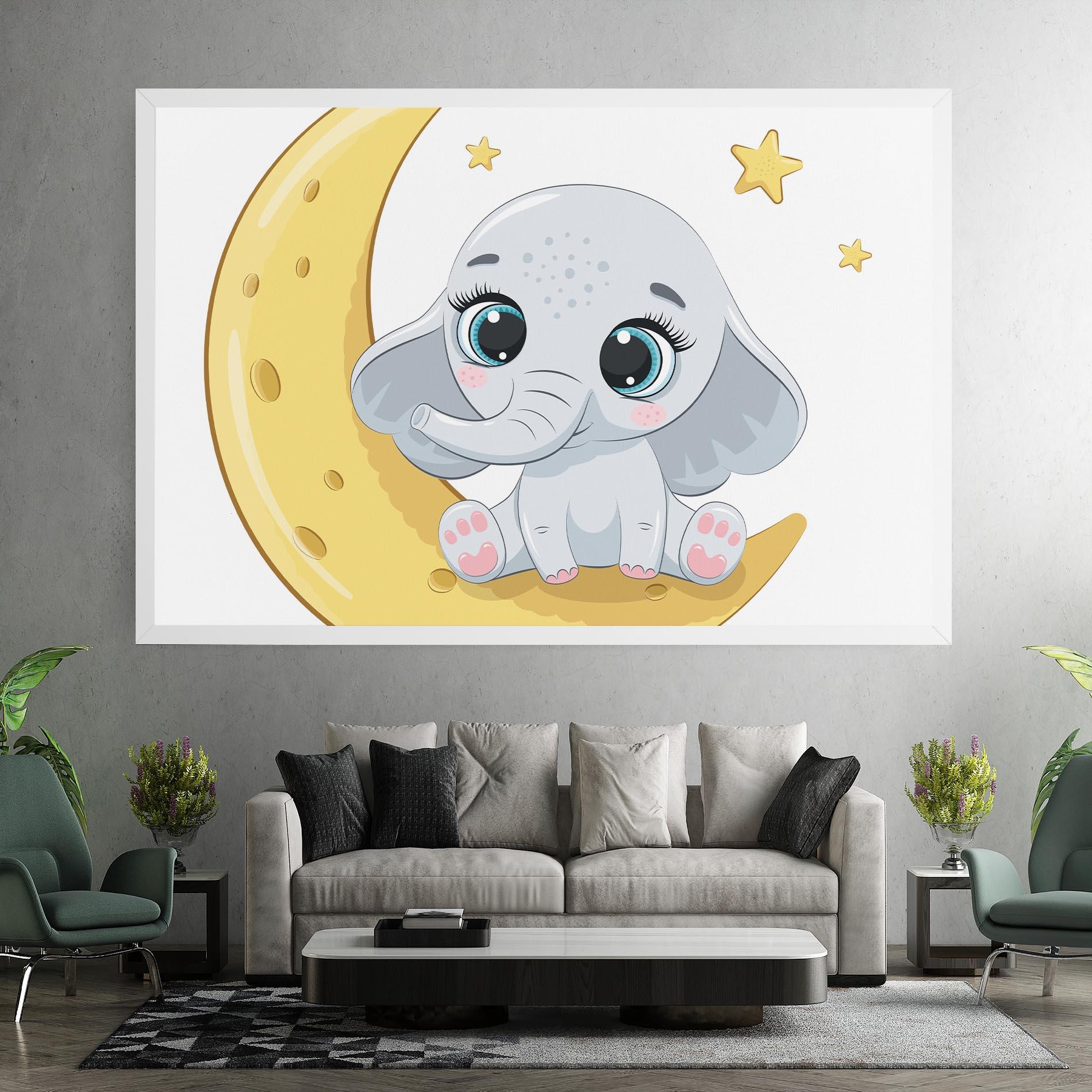 Leinwandbild Cute Elephant Moon mockup 7