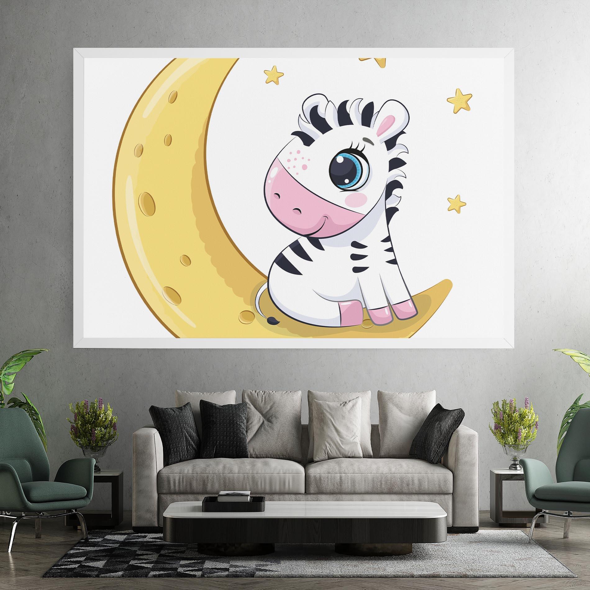 Leinwandbild Cute Zebra Moon mockup 7