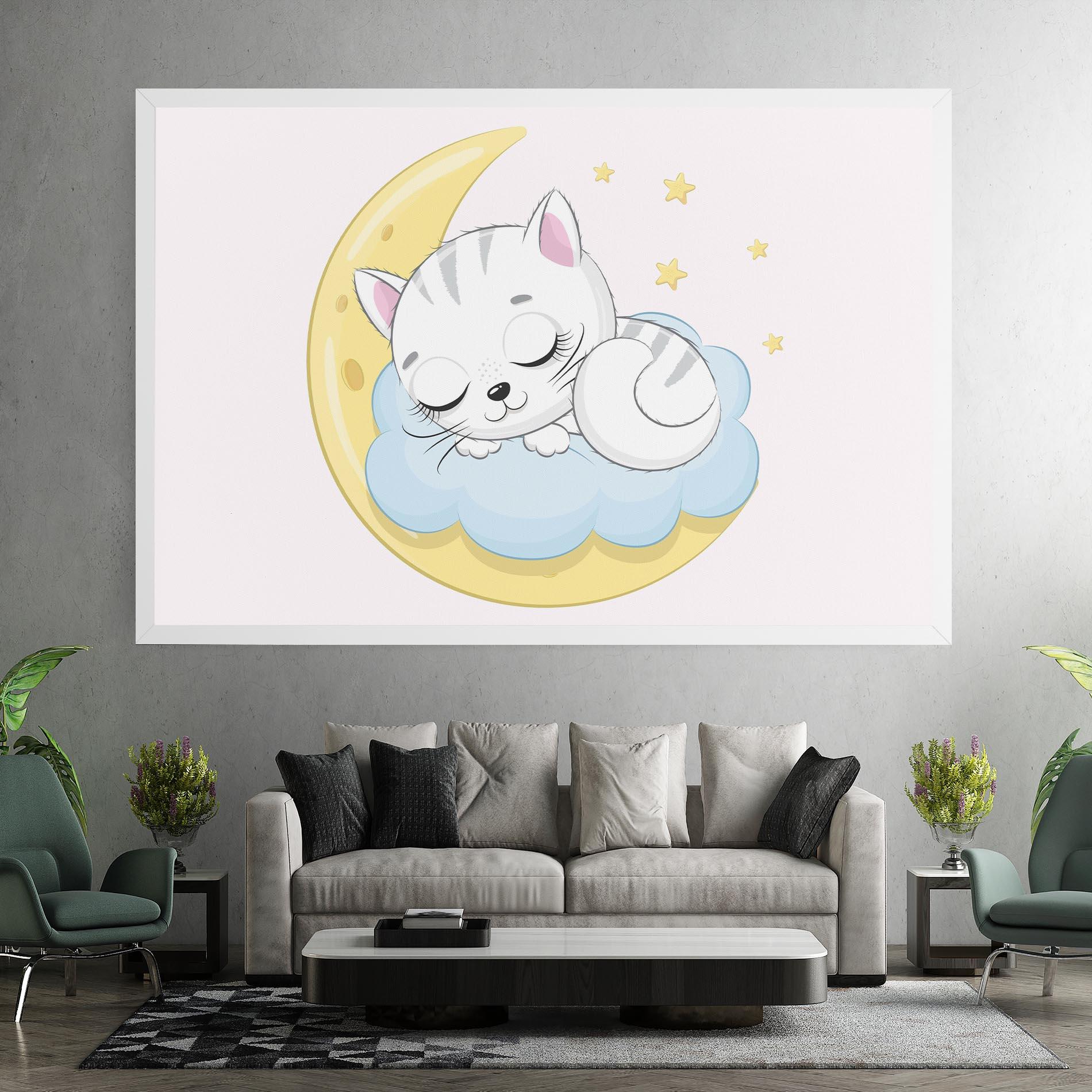 Leinwandbild Moon Cat Sleeping mockup 7