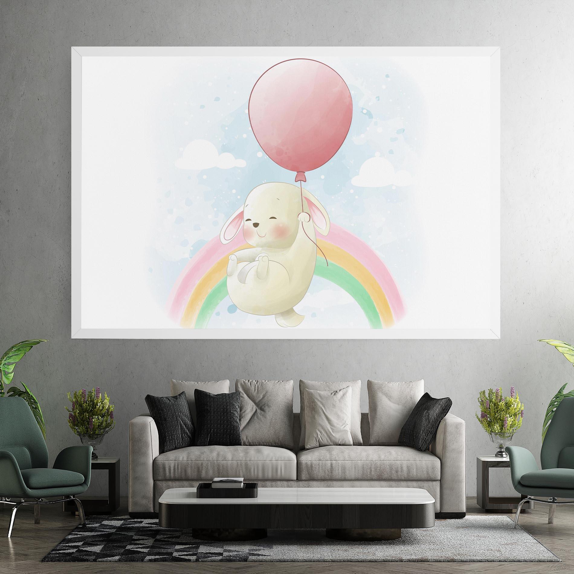 Leinwandbild Rainbow Bunny Art mockup 7