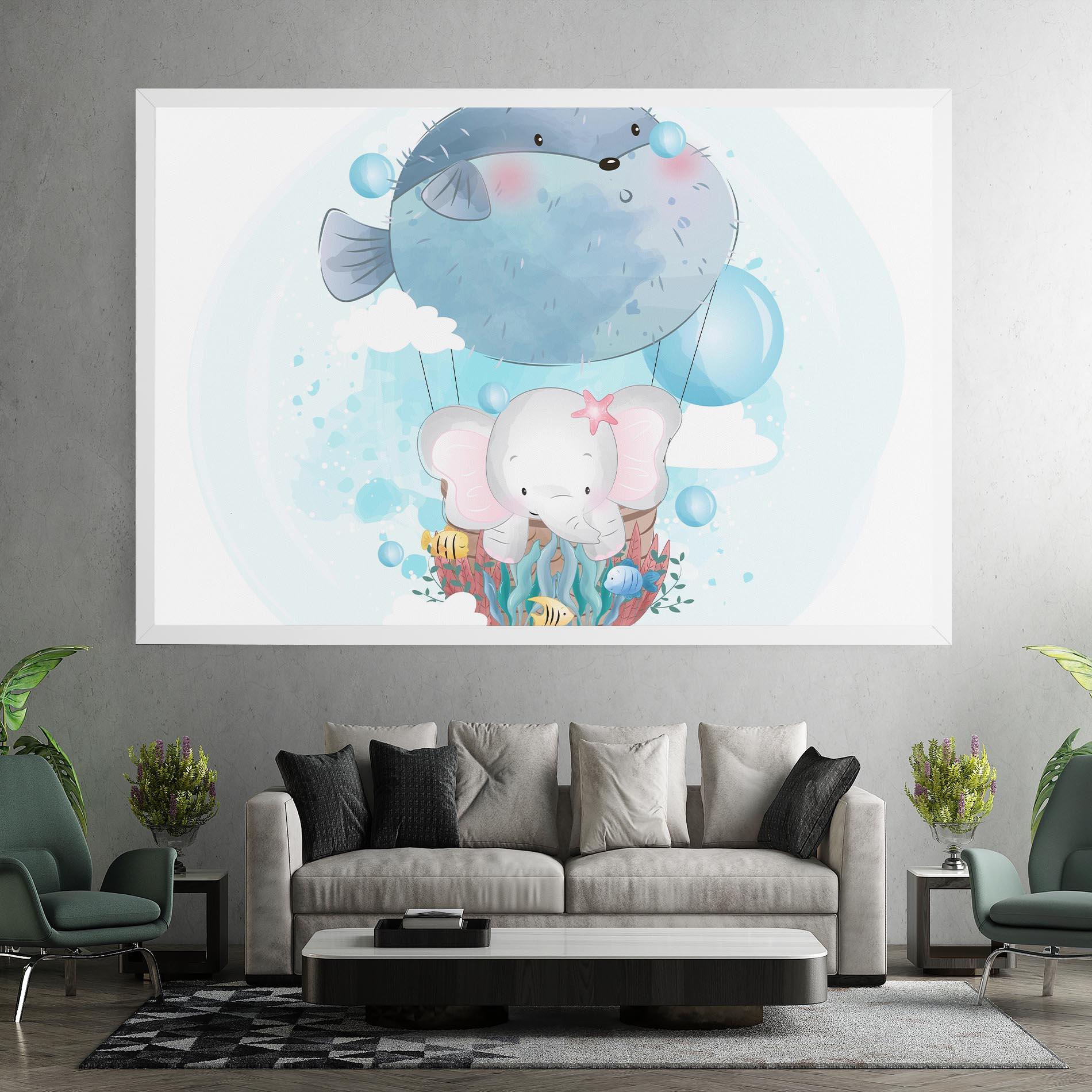 Leinwandbild Swiming Elephant mockup 7