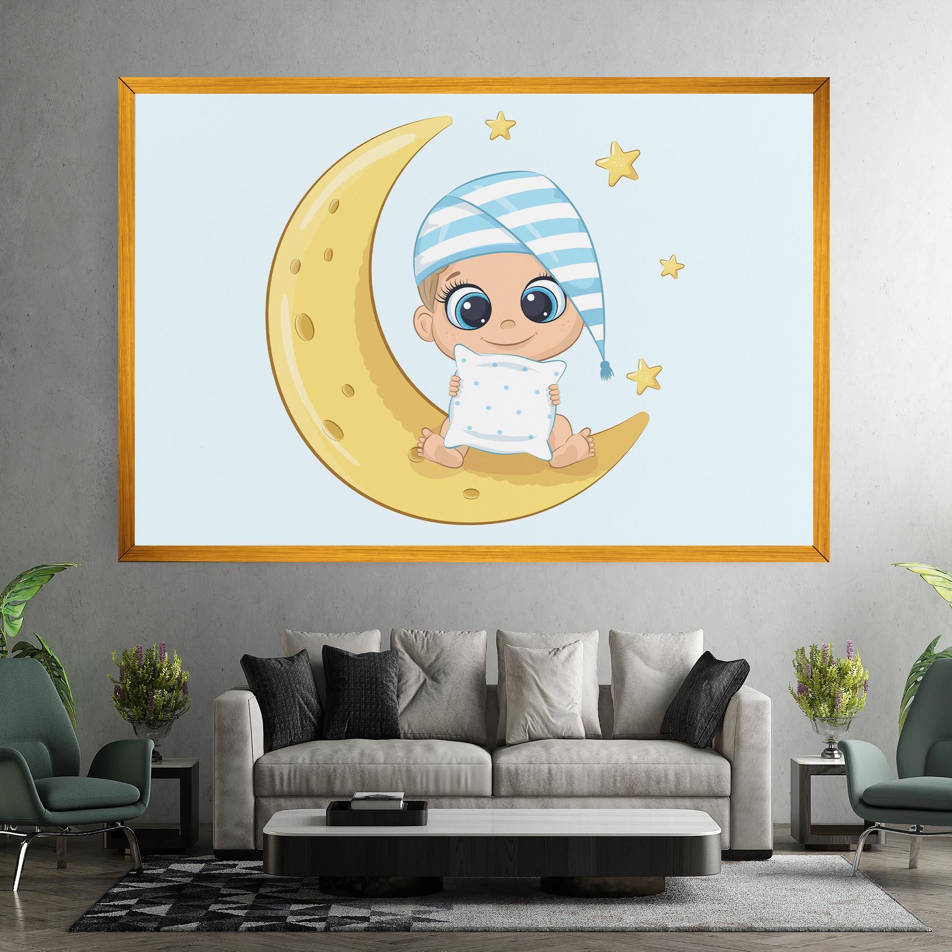 Leinwandbild Baby On Moon mockup 7