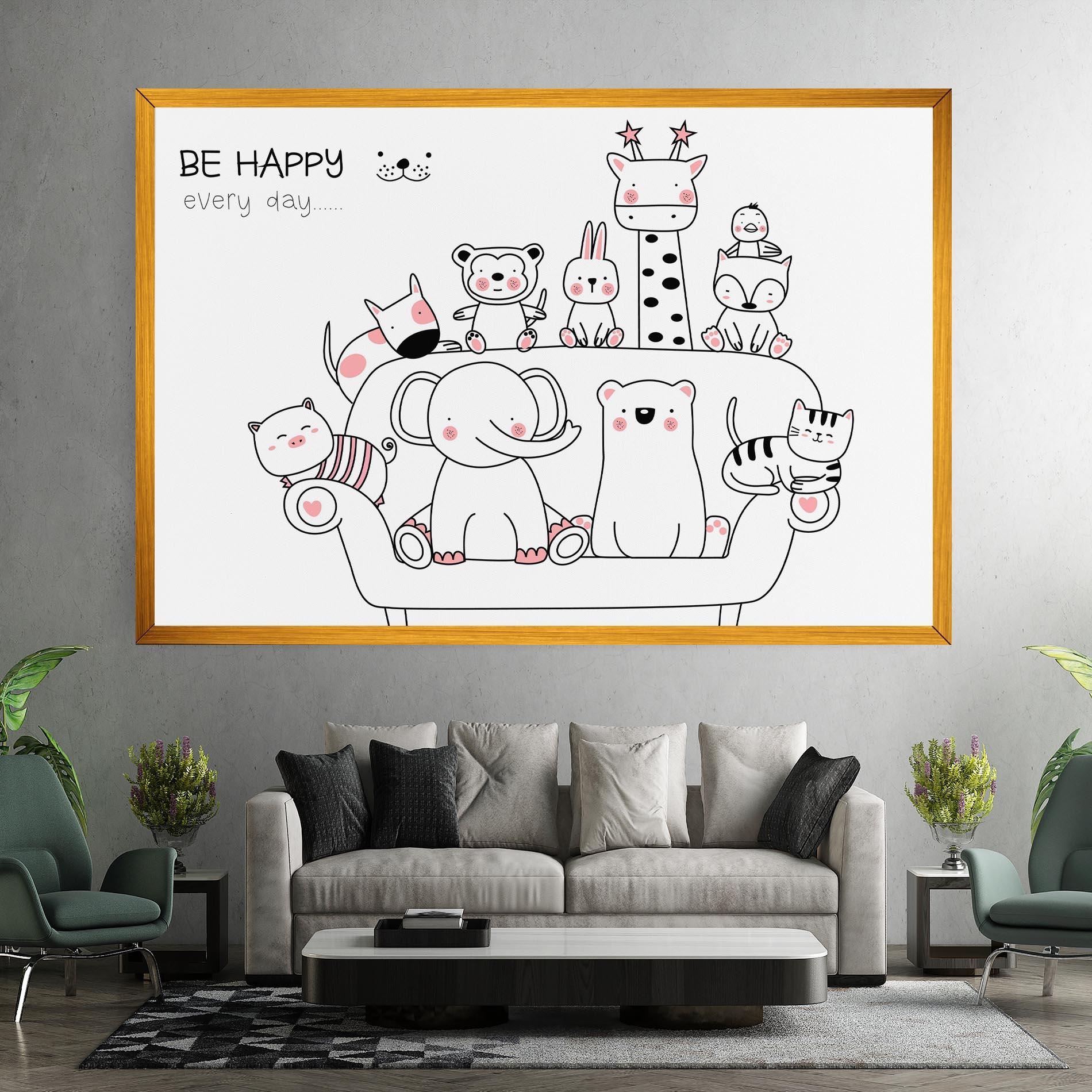 Leinwandbild Be Happy Animals mockup 7