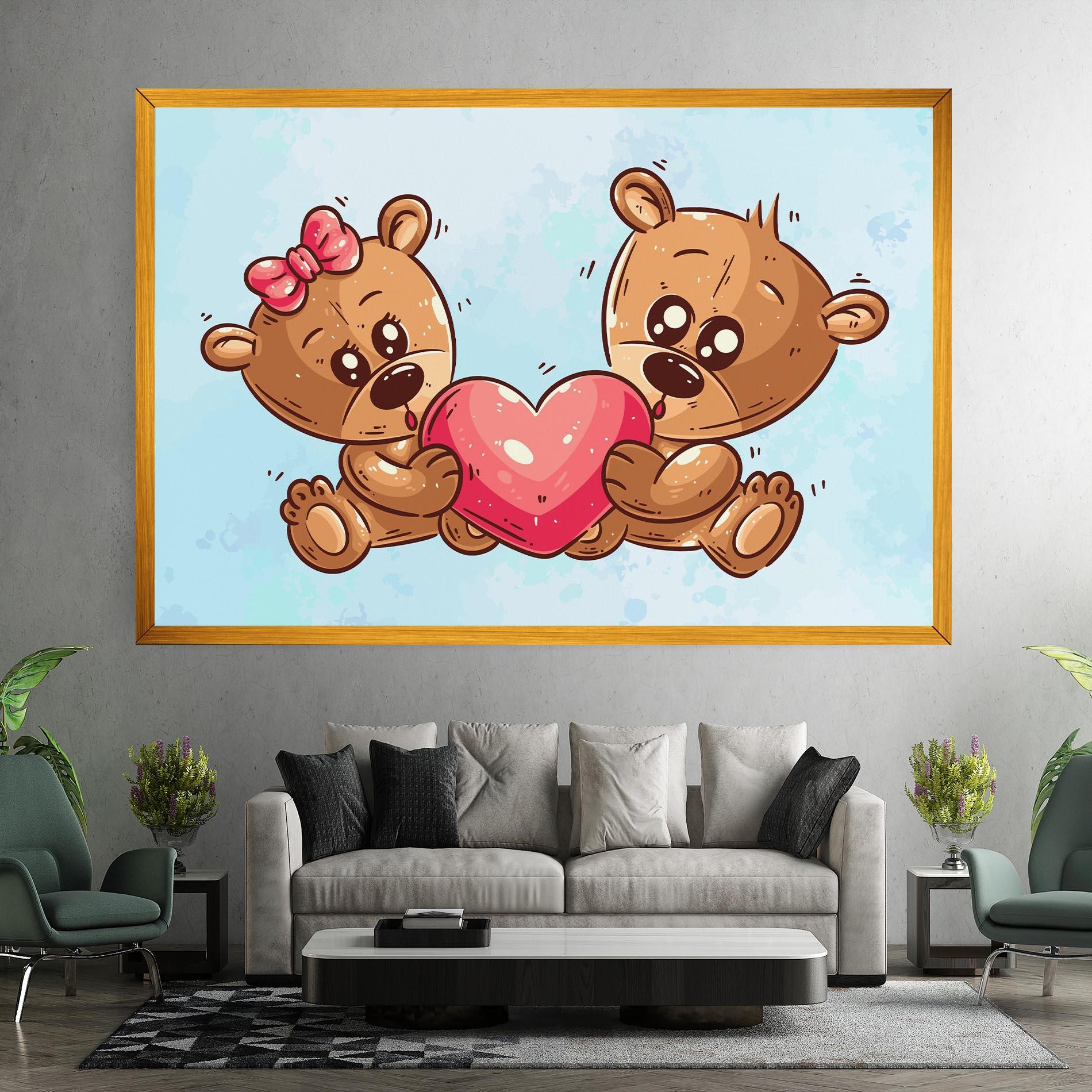 Leinwandbild Bear Holding Heart mockup 7