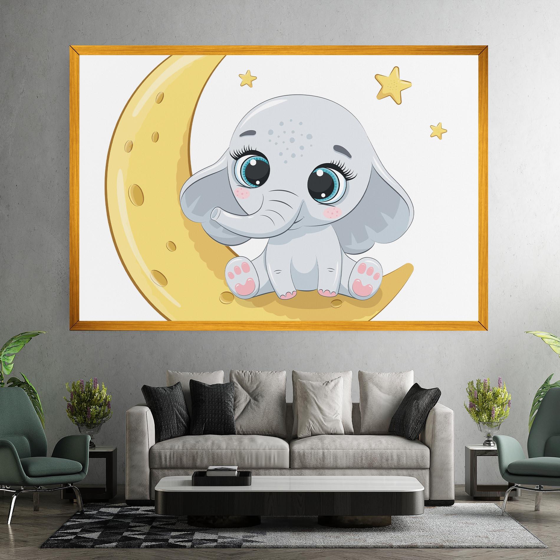 Leinwandbild Cute Elephant Moon mockup 7