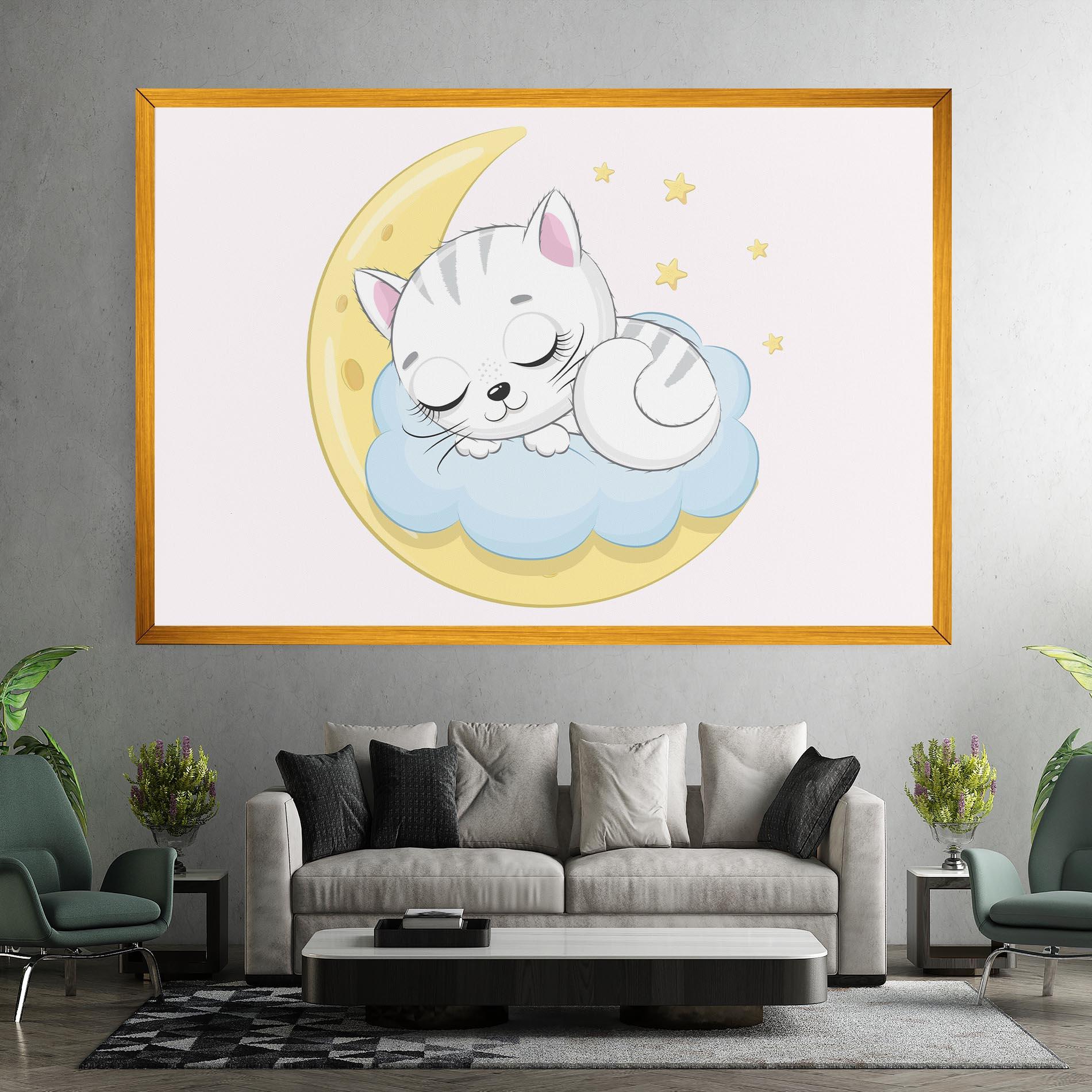 Leinwandbild Moon Cat Sleeping mockup 7