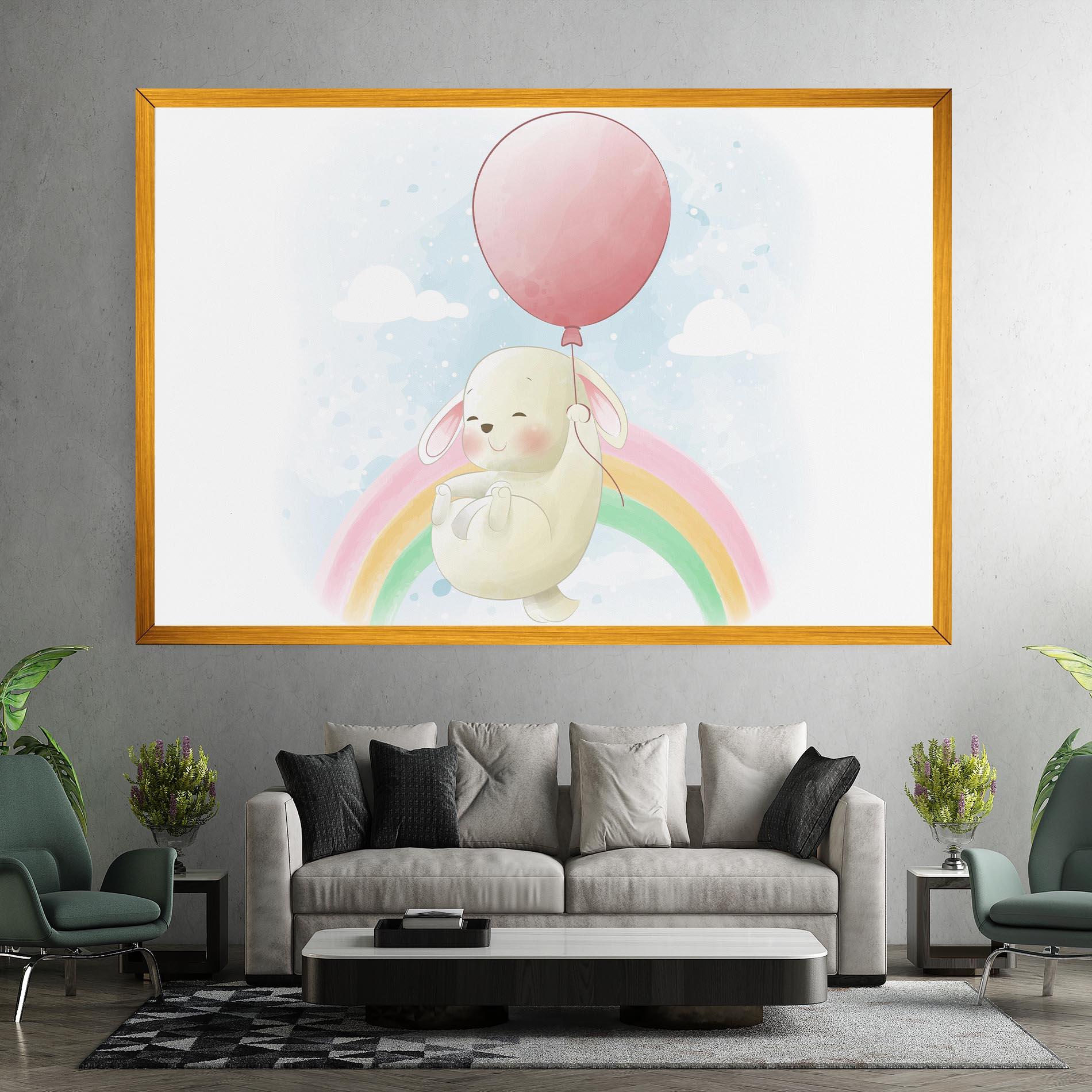 Leinwandbild Rainbow Bunny Art mockup 7