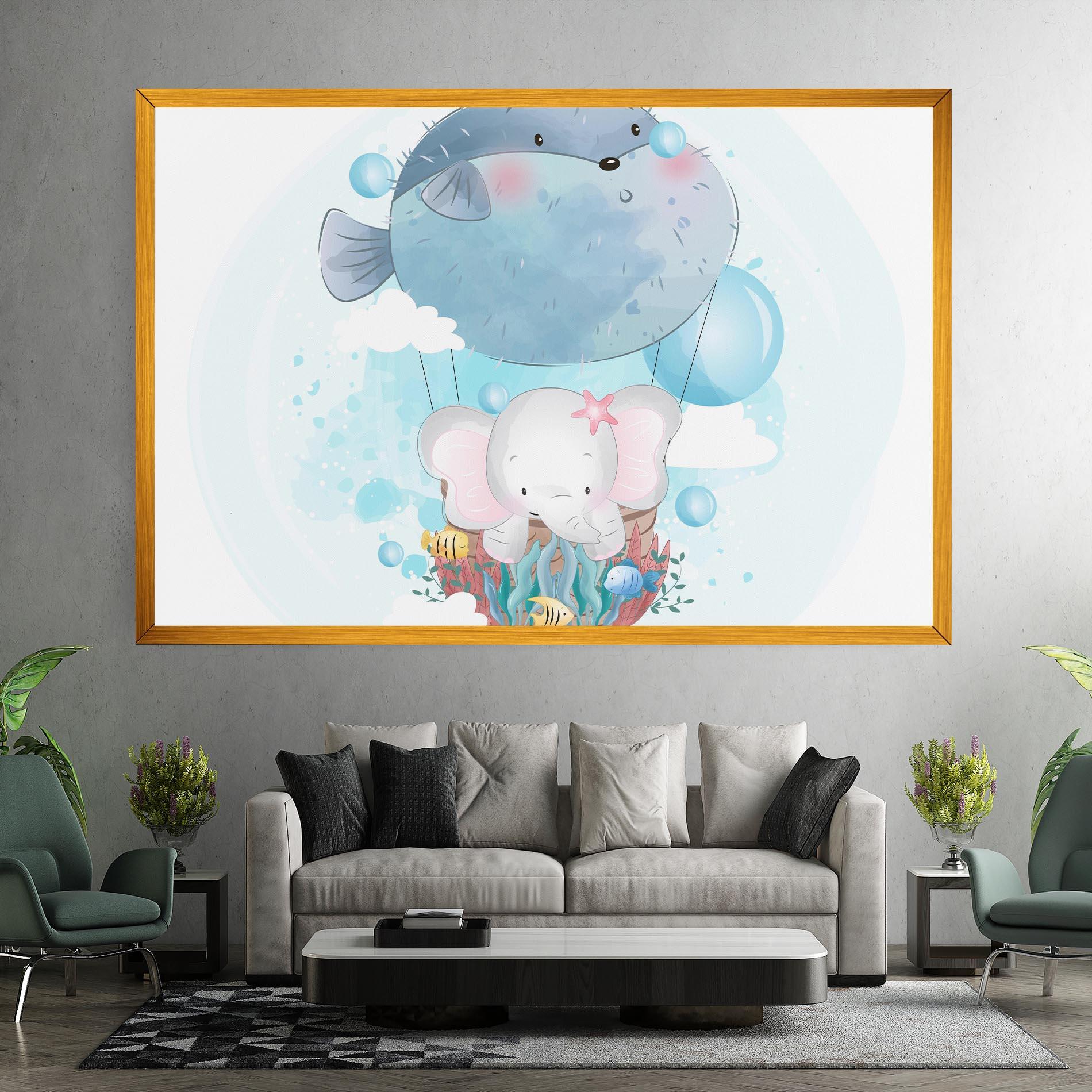 Leinwandbild Swiming Elephant mockup 7
