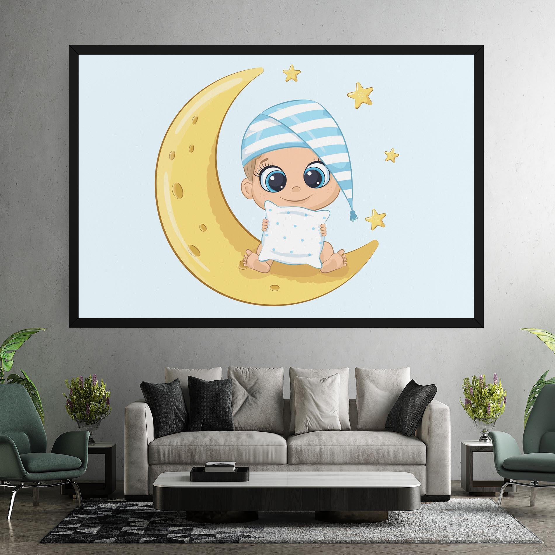 Leinwandbild Baby On Moon mockup 7