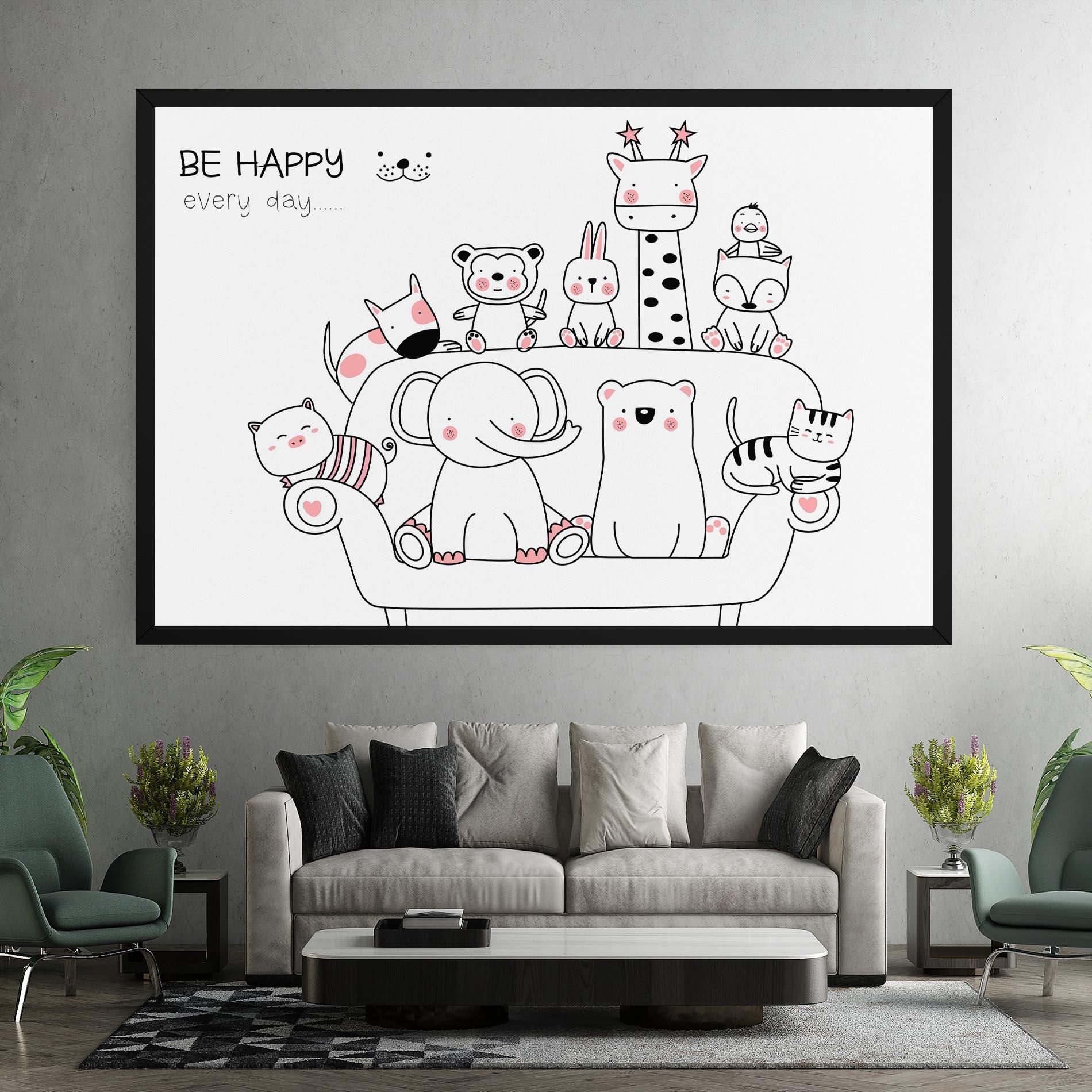 Leinwandbild Be Happy Animals mockup 7
