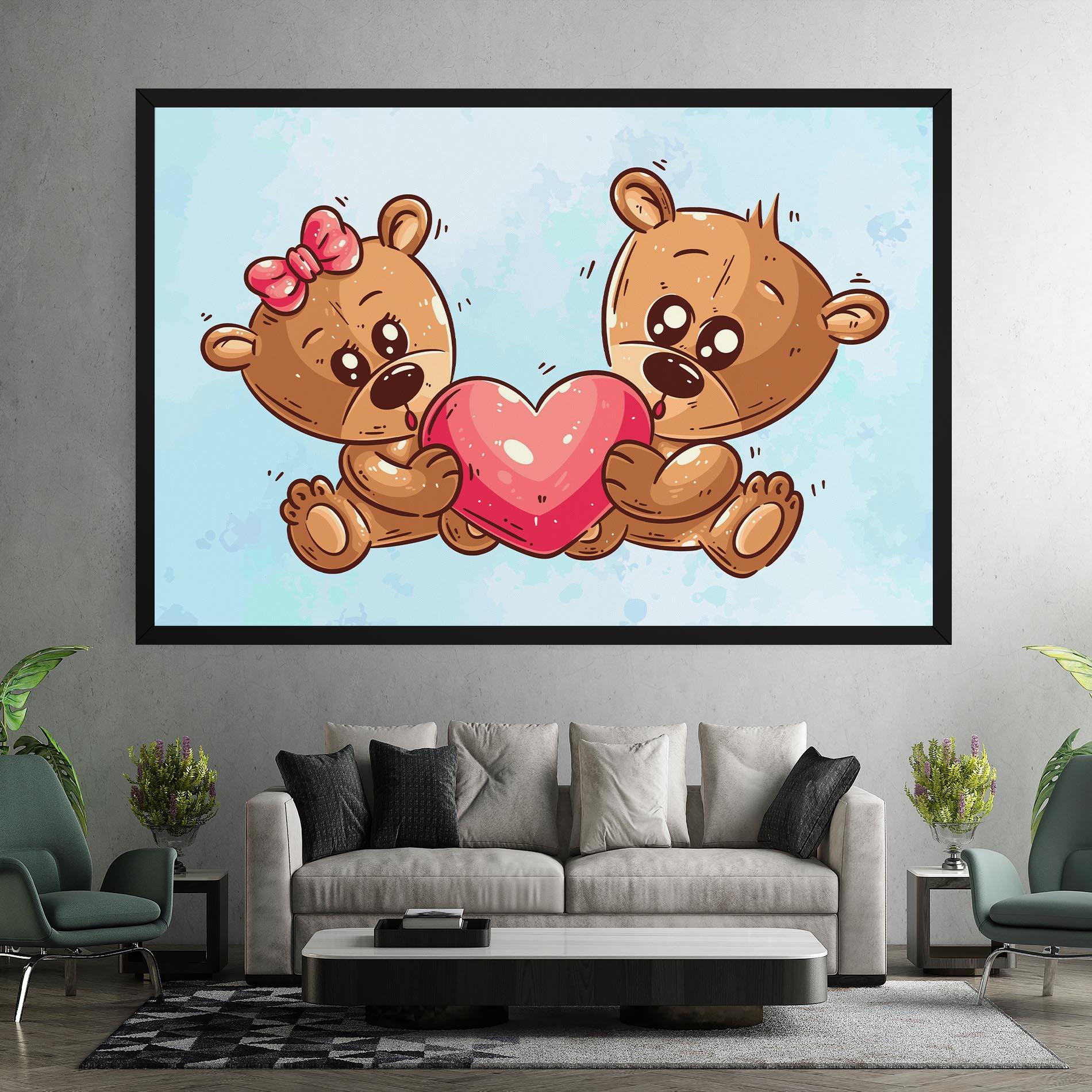 Leinwandbild Bear Holding Heart mockup 7