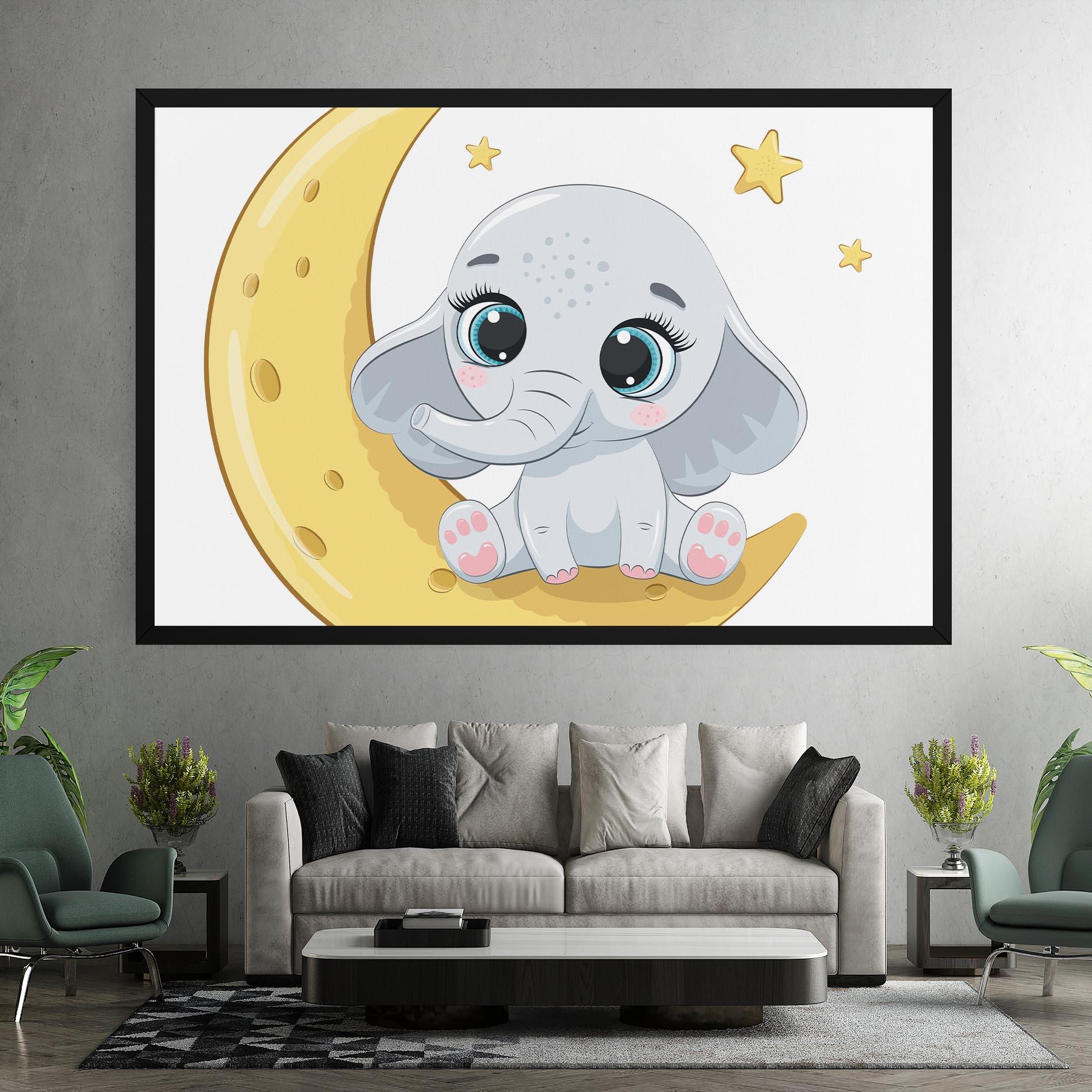 Leinwandbild Cute Elephant Moon mockup 7