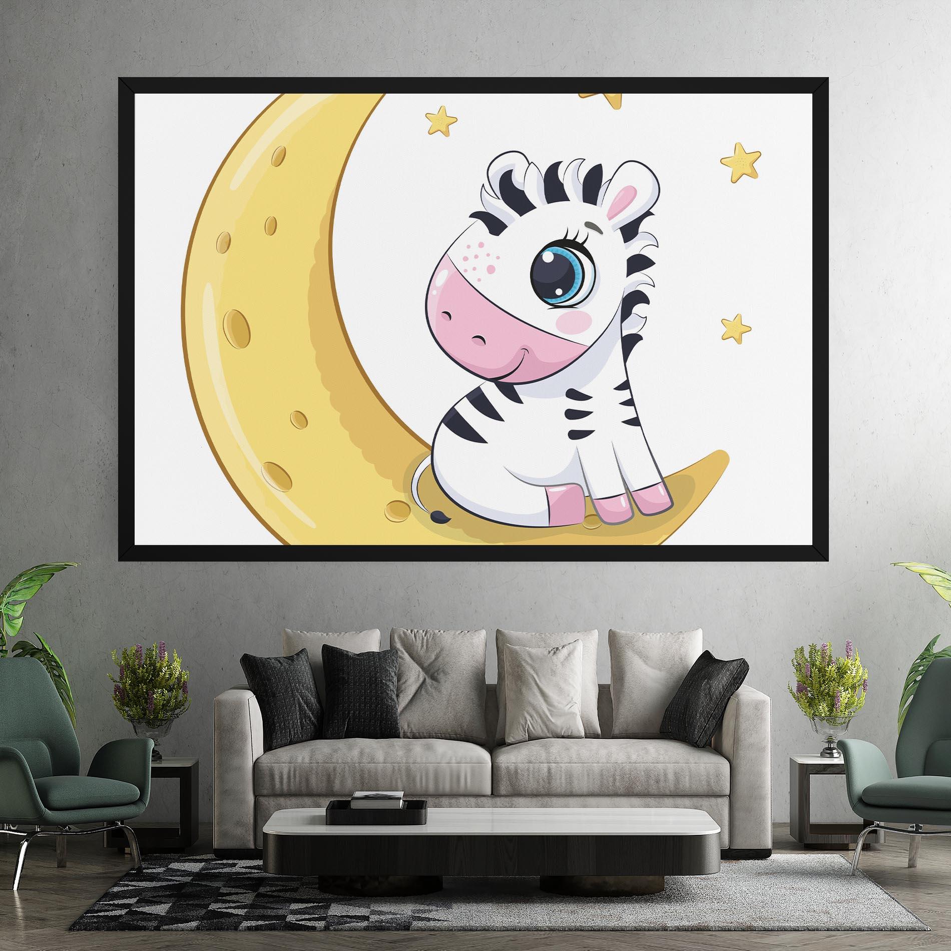 Leinwandbild Cute Zebra Moon mockup 7