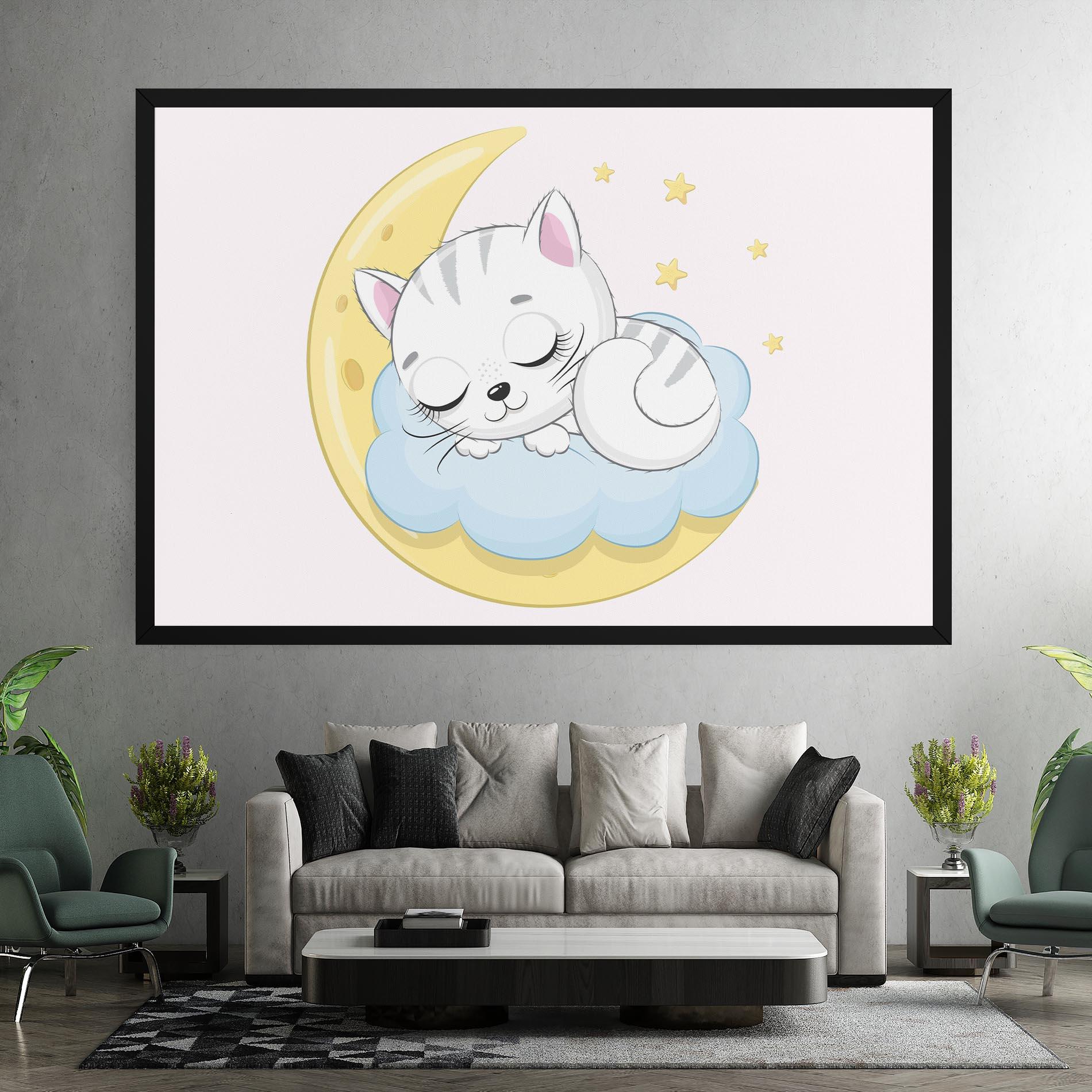 Leinwandbild Moon Cat Sleeping mockup 7