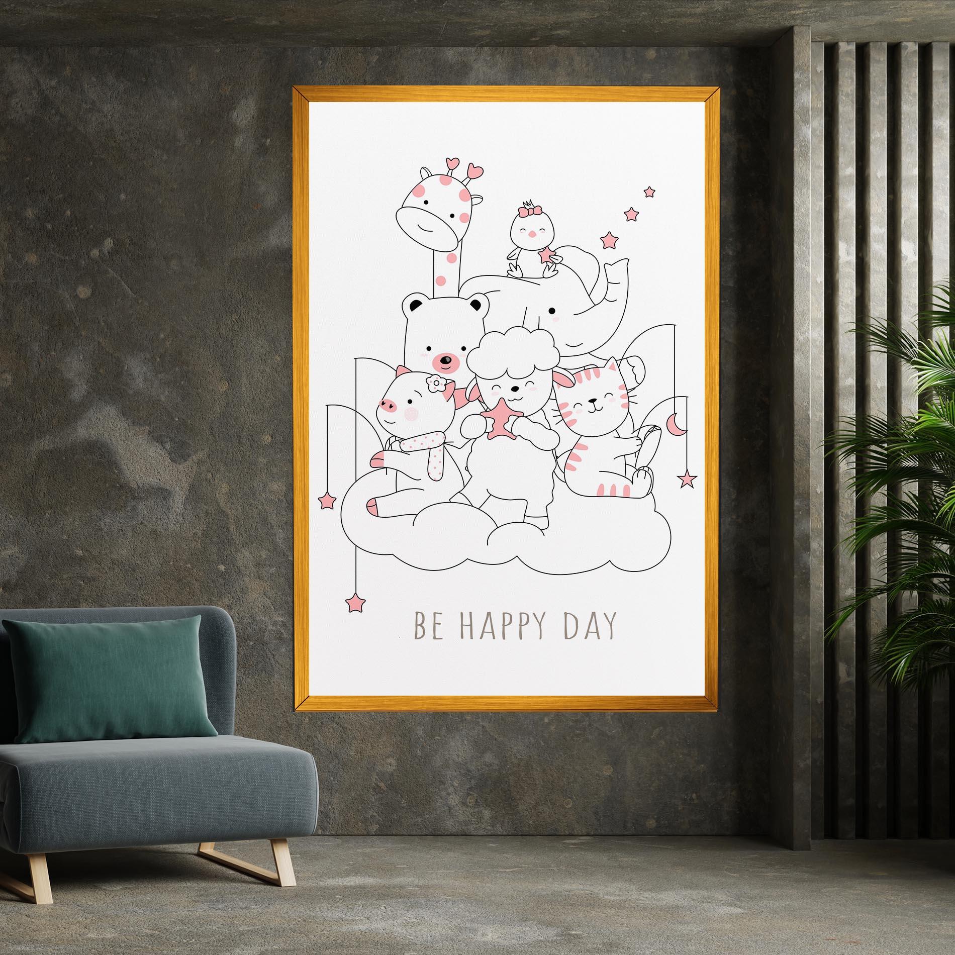Leinwandbild Be Happy Day mockup 7
