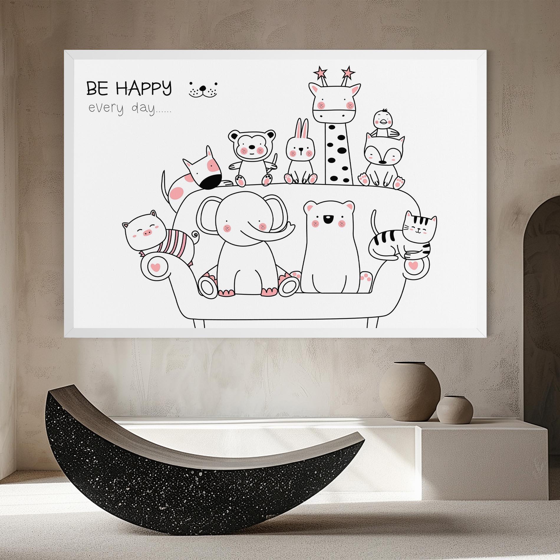 Leinwandbild Be Happy Animals mockup 8