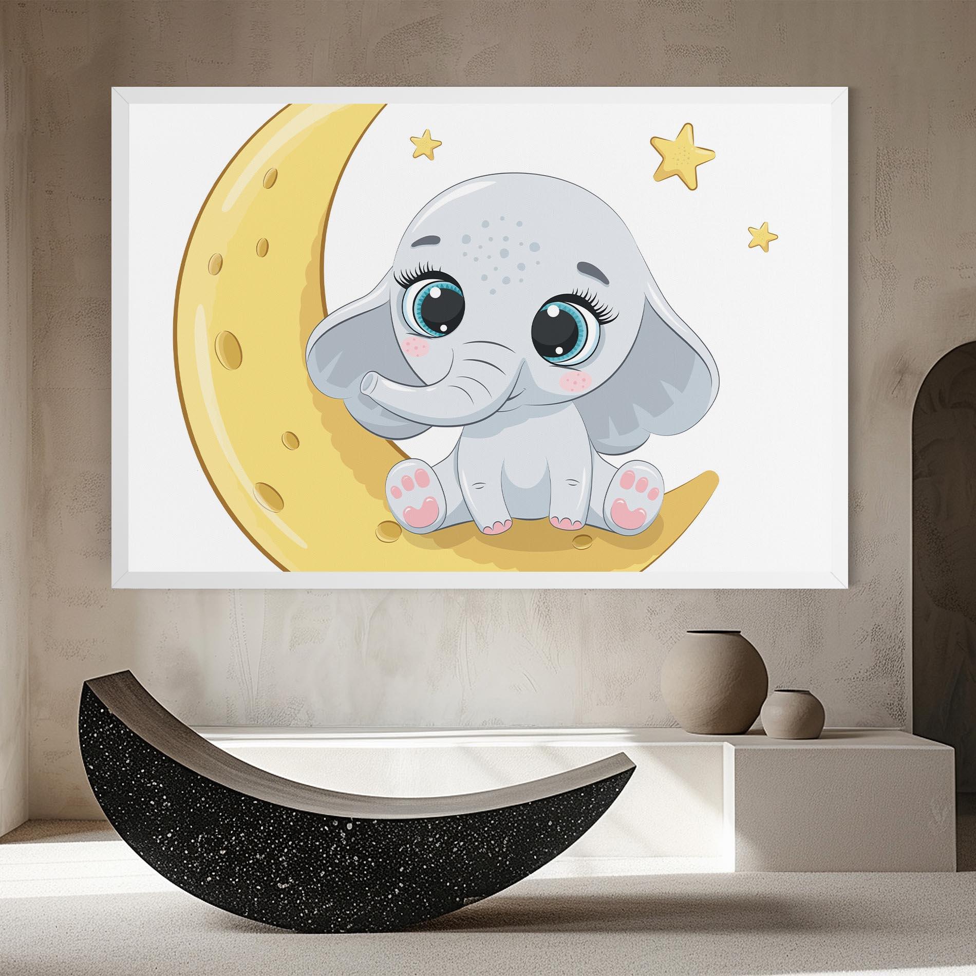 Leinwandbild Cute Elephant Moon mockup 8