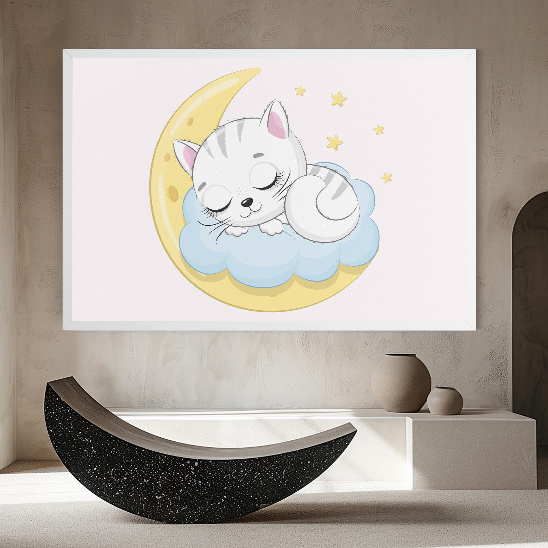 Leinwandbild Moon Cat Sleeping mockup 8