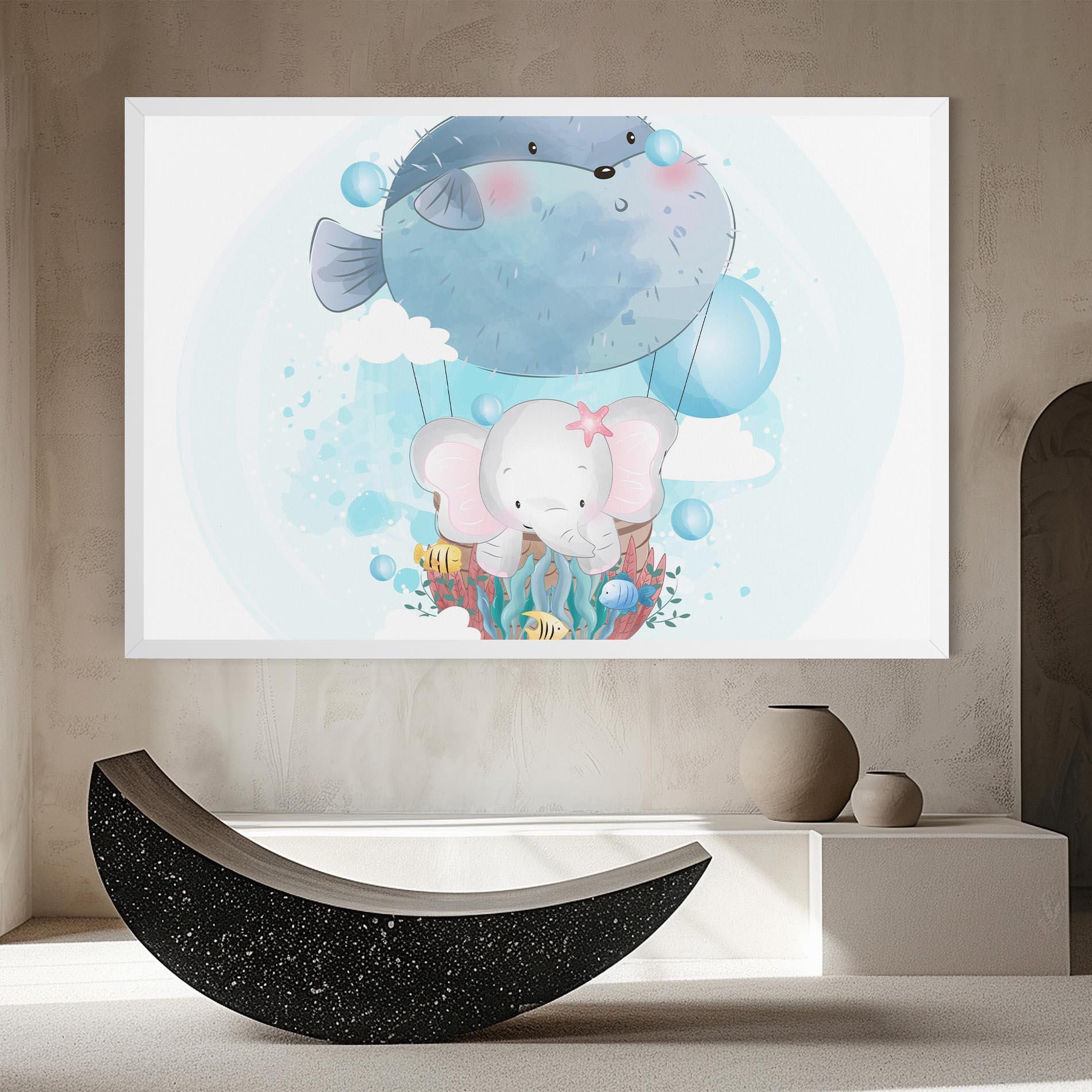 Leinwandbild Swiming Elephant mockup 8