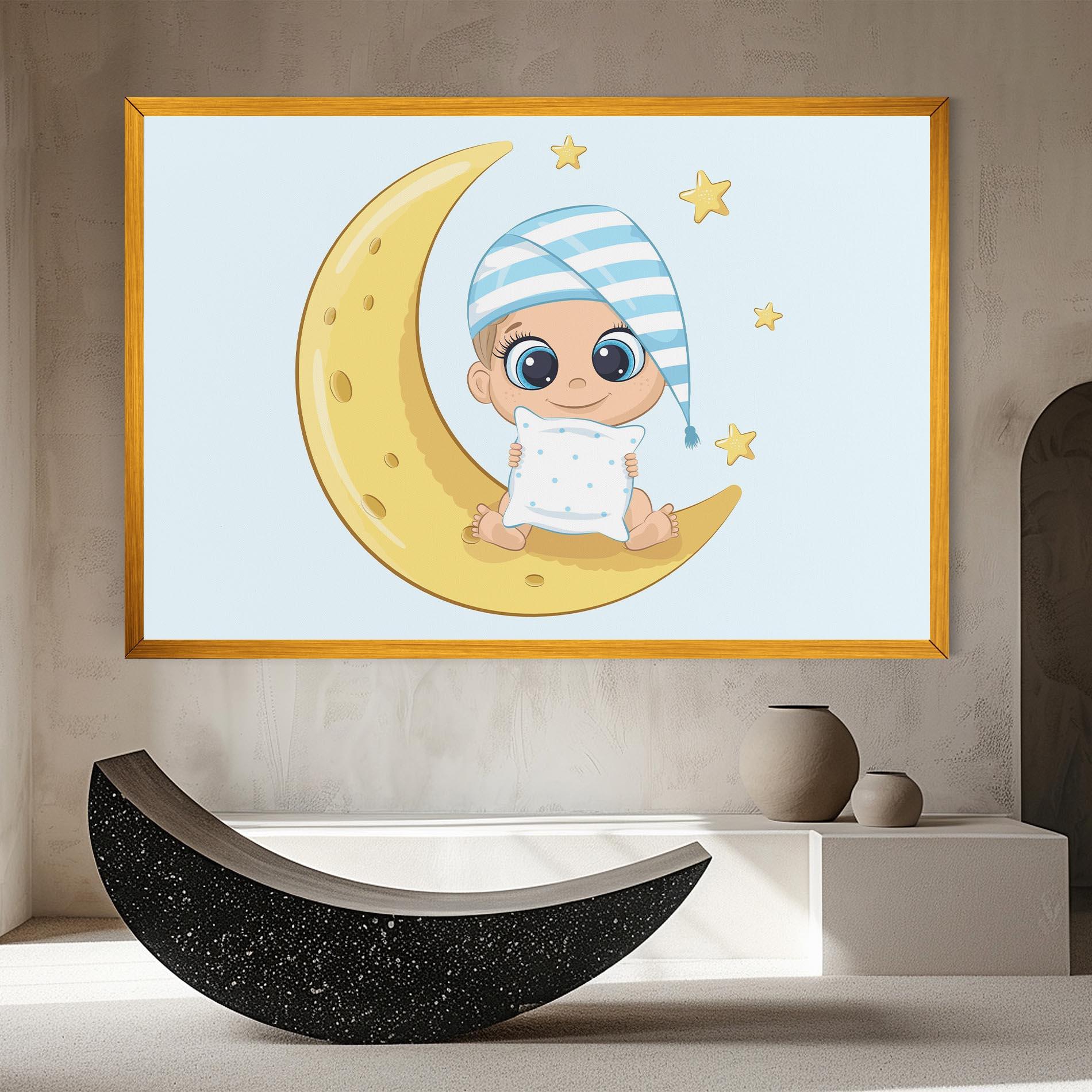 Leinwandbild Baby On Moon mockup 8
