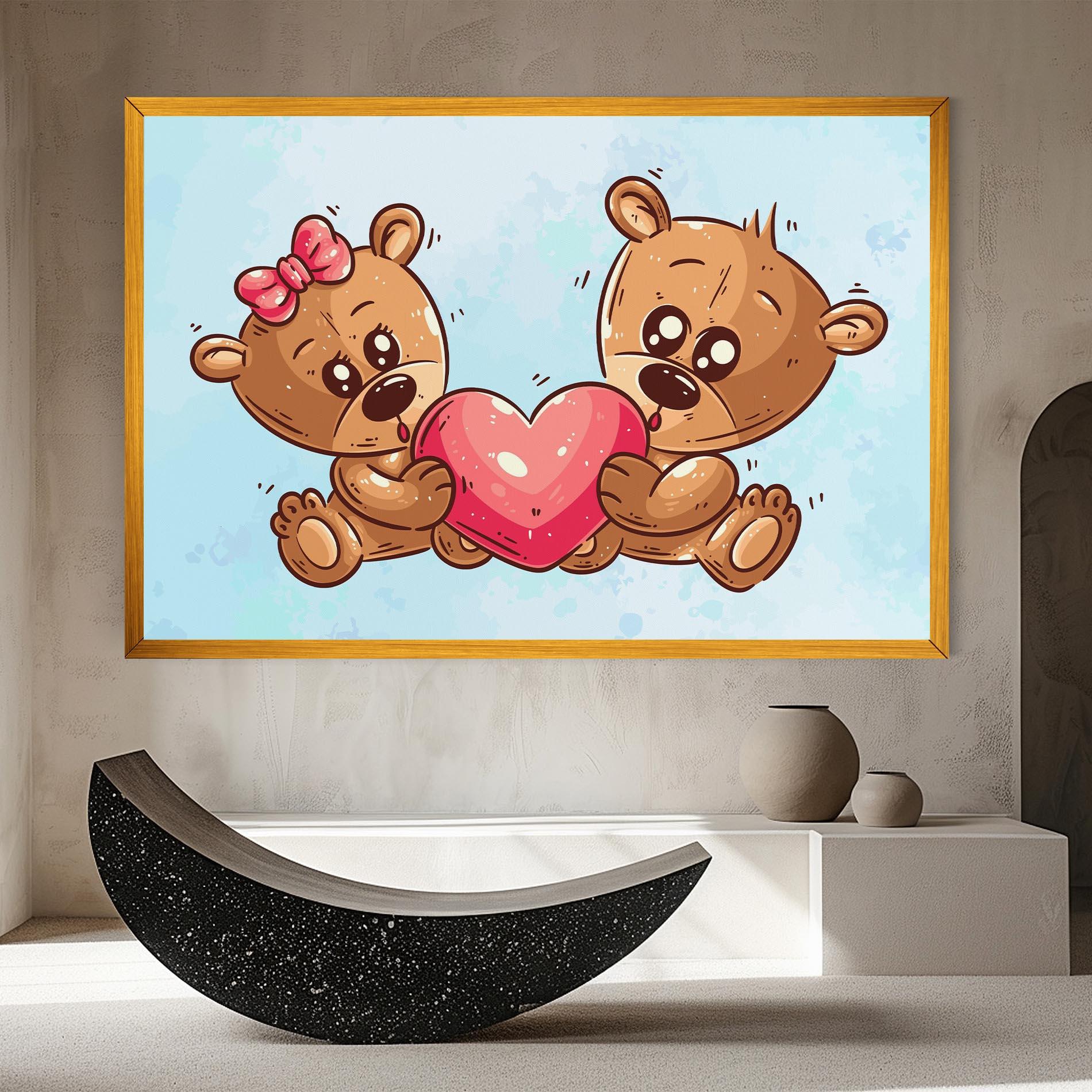Leinwandbild Bear Holding Heart mockup 8