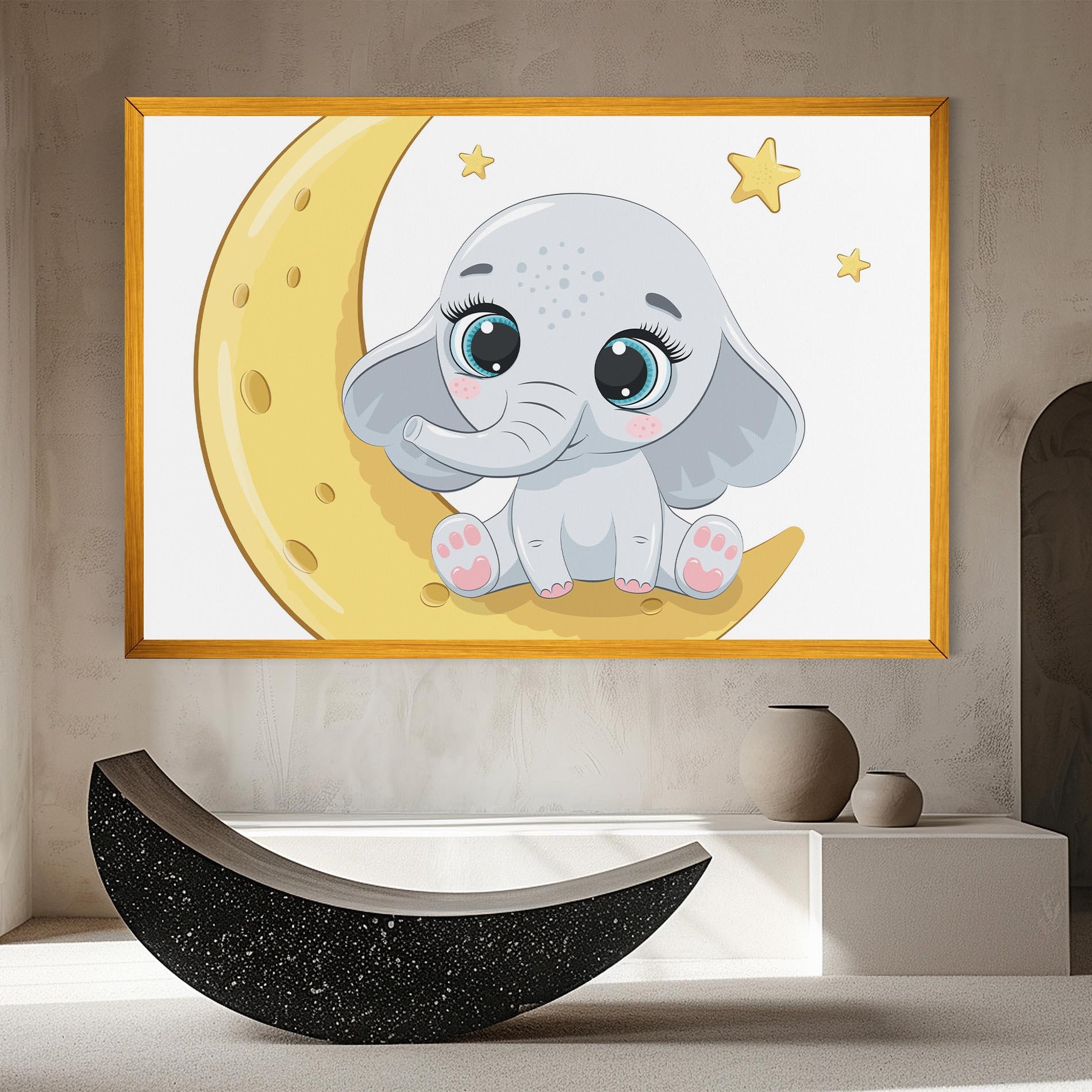 Leinwandbild Cute Elephant Moon mockup 8