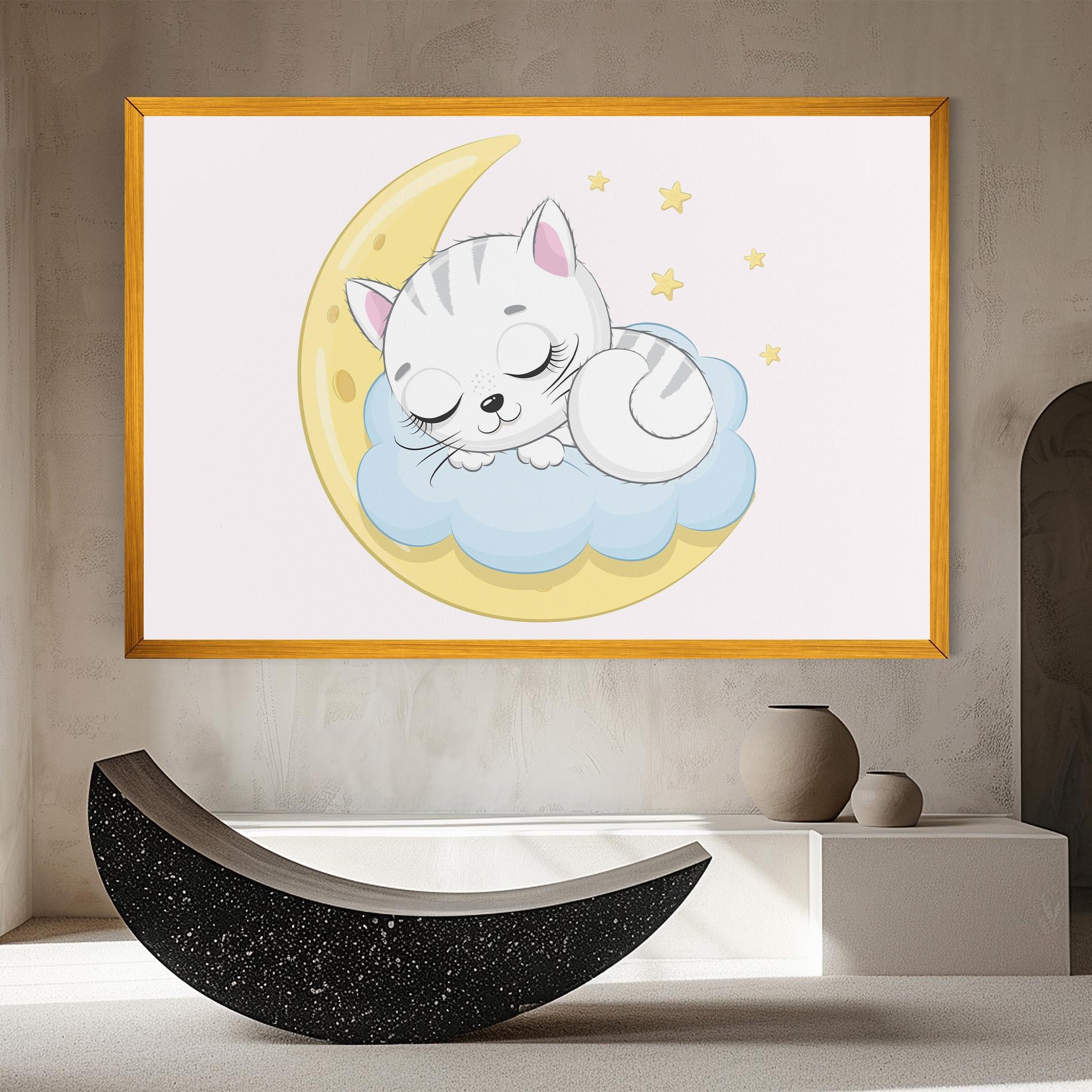 Leinwandbild Moon Cat Sleeping mockup 8